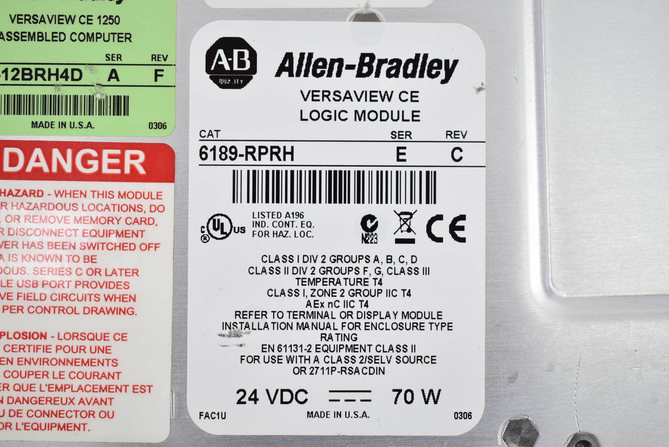Allen-Bradley 1250H Versaview CE Logic Module 6189-RDB12C ( 6189-RPRH )