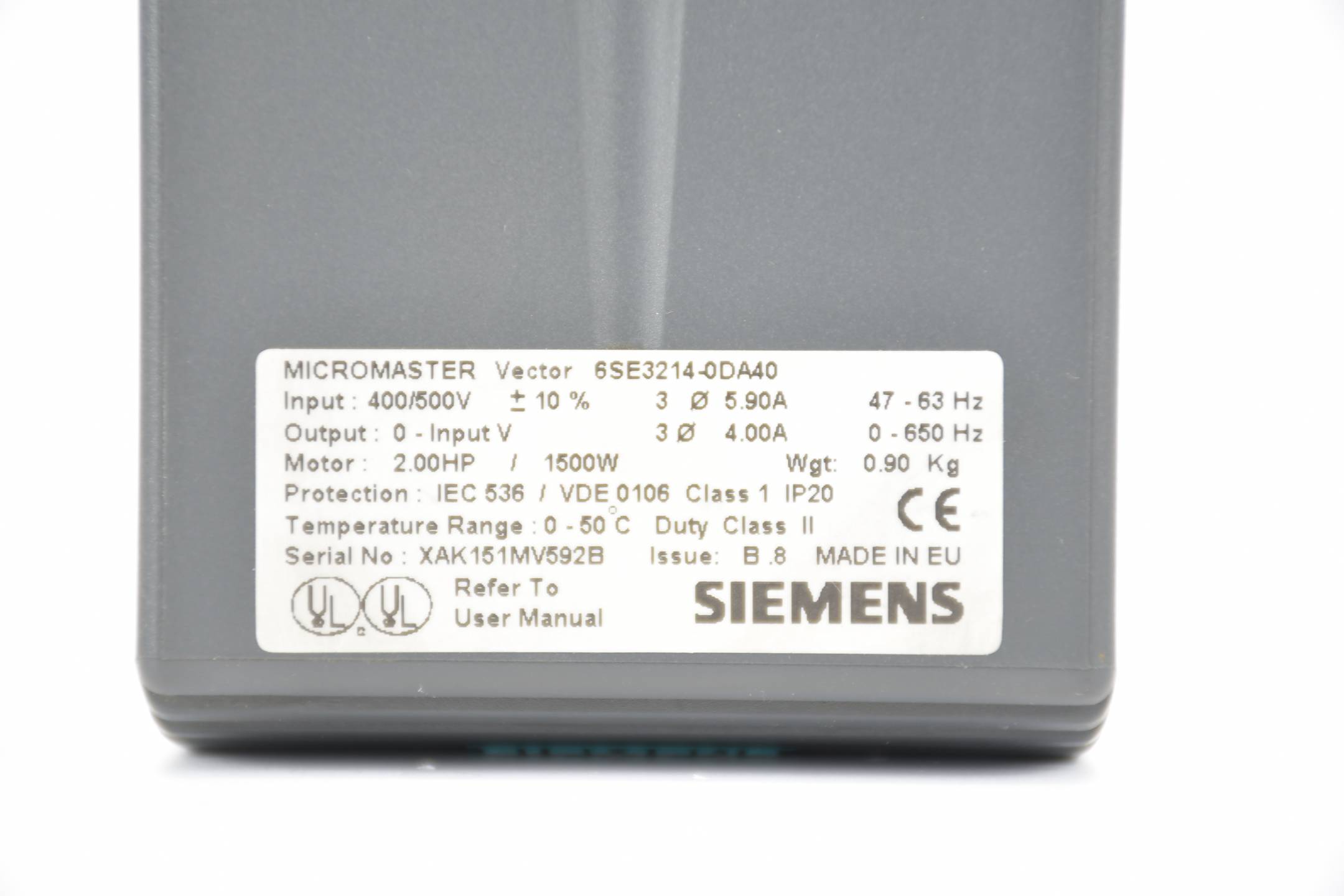 Siemens Micromaster Vector MMV150/3 6SE3214-0DA40 ( 6SE3 214-0DA40 )