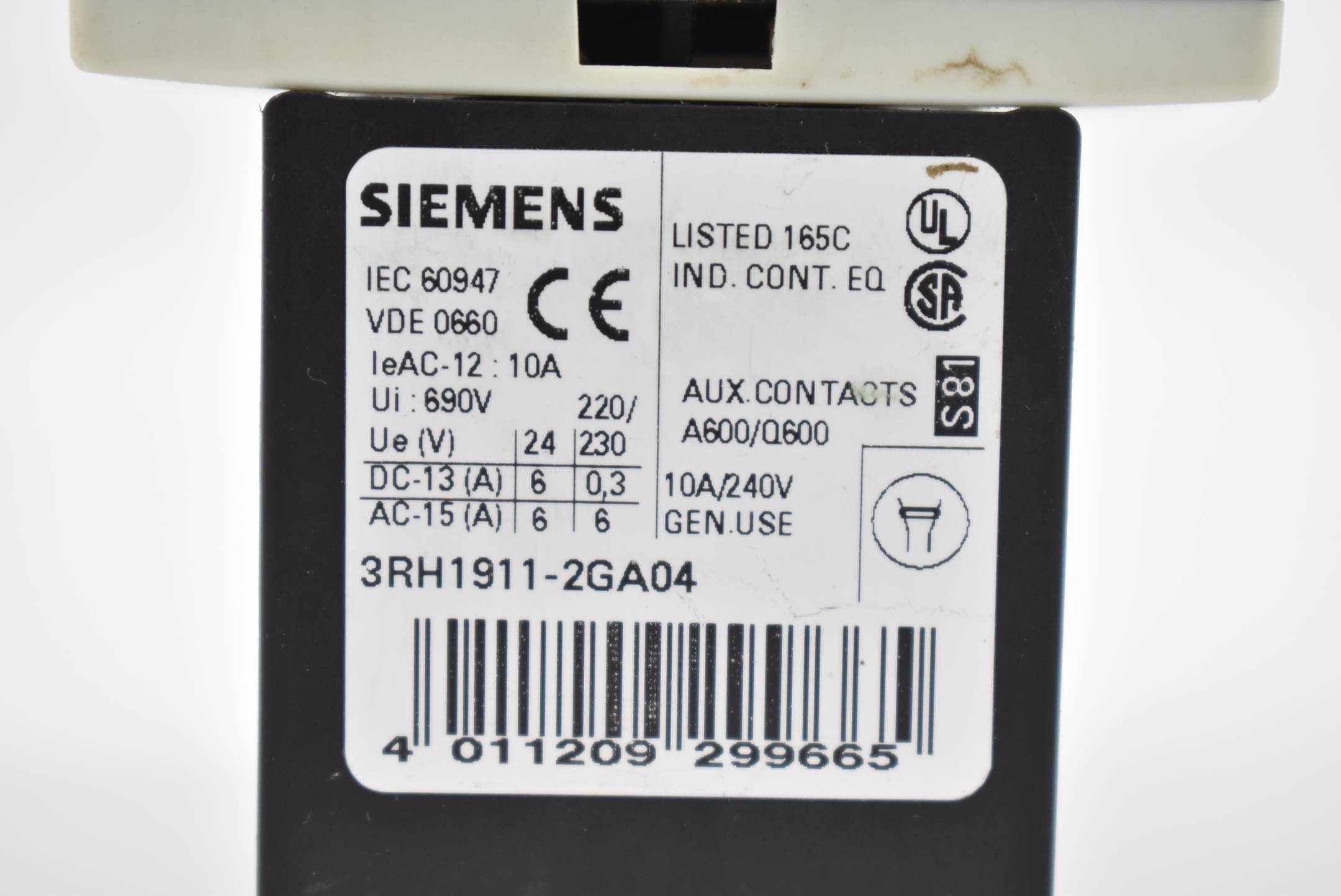 Siemens Sirius Hilfsschütz 3RH1140-1AP00 + 3RH1911-2GA04 + 3RT1916-1BB00