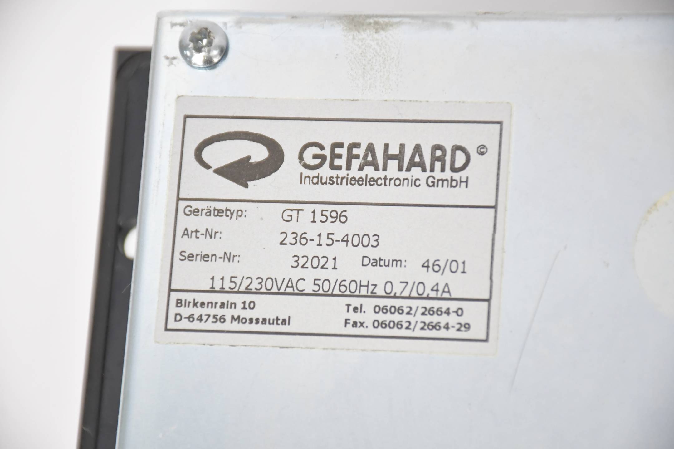 Gefahrd Panel GT 1596 ( 236-15-4003 )