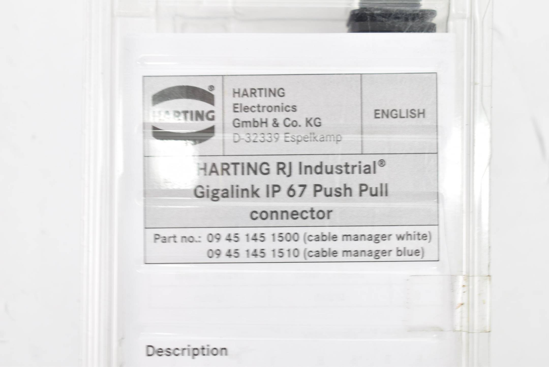 Harting RJ Industrial Gigalink IP 67 Push Pull connector