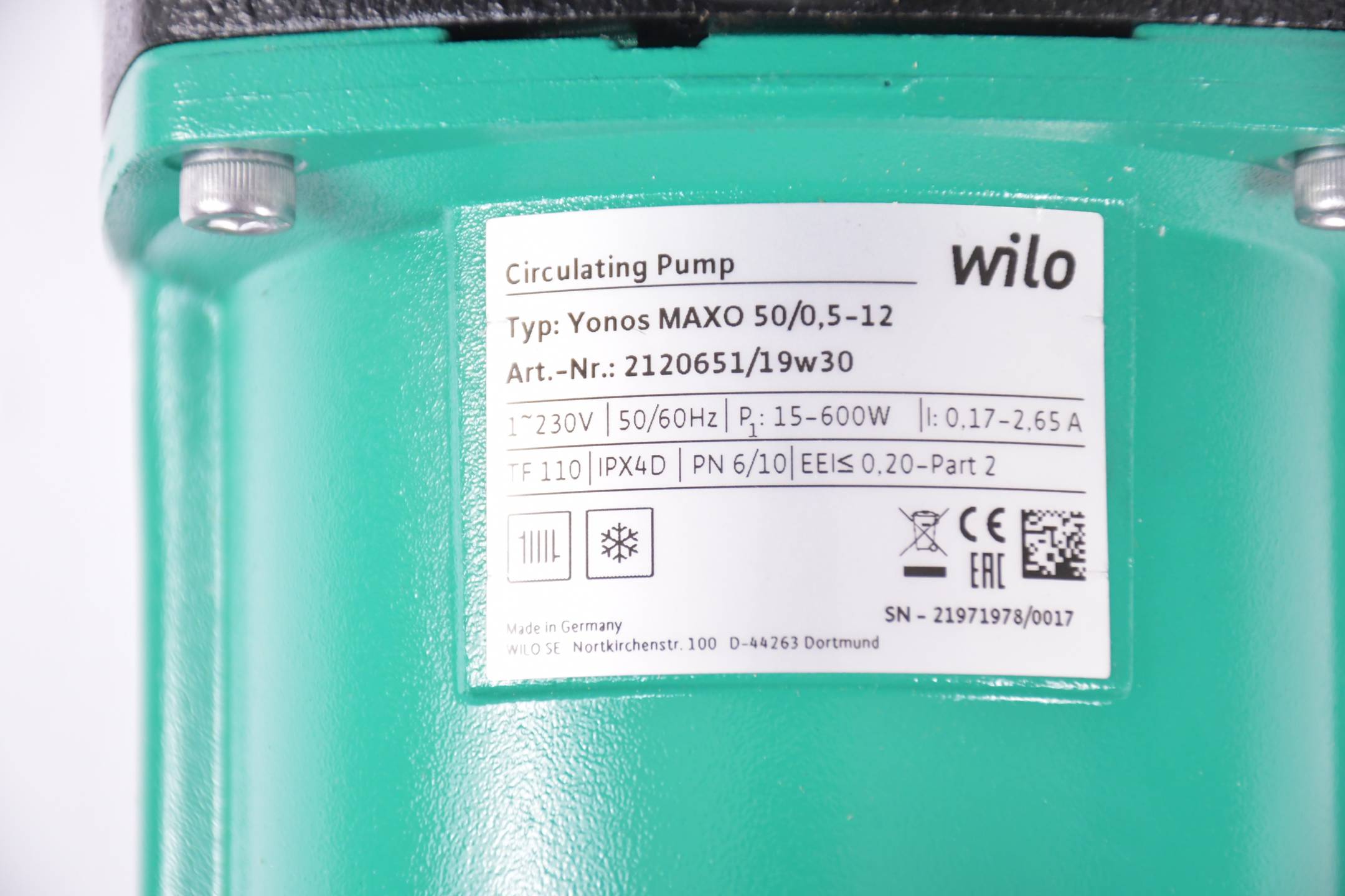 Wilo Wasserpumpe Yonos MAXO 50/0,5-12 ( 2120651/19w30 )