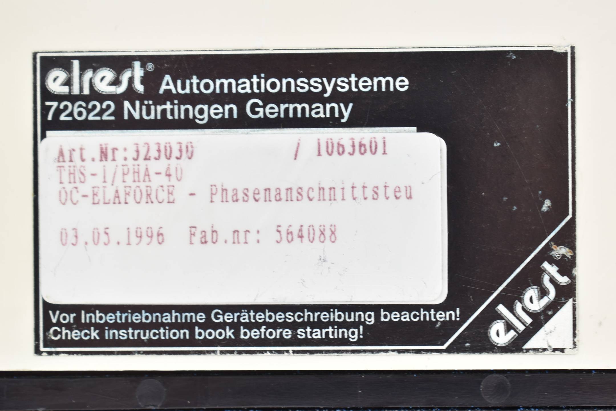 Elrest Automationssysteme Phasenanschnittsteuerung THS-1/PHA-40 ( 323030 )