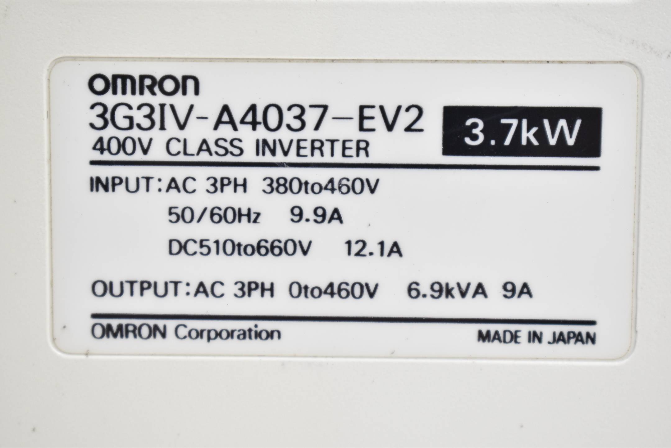 Omron Sysdrive 3G3IV Inverter 3G3IV-A4037-EV2