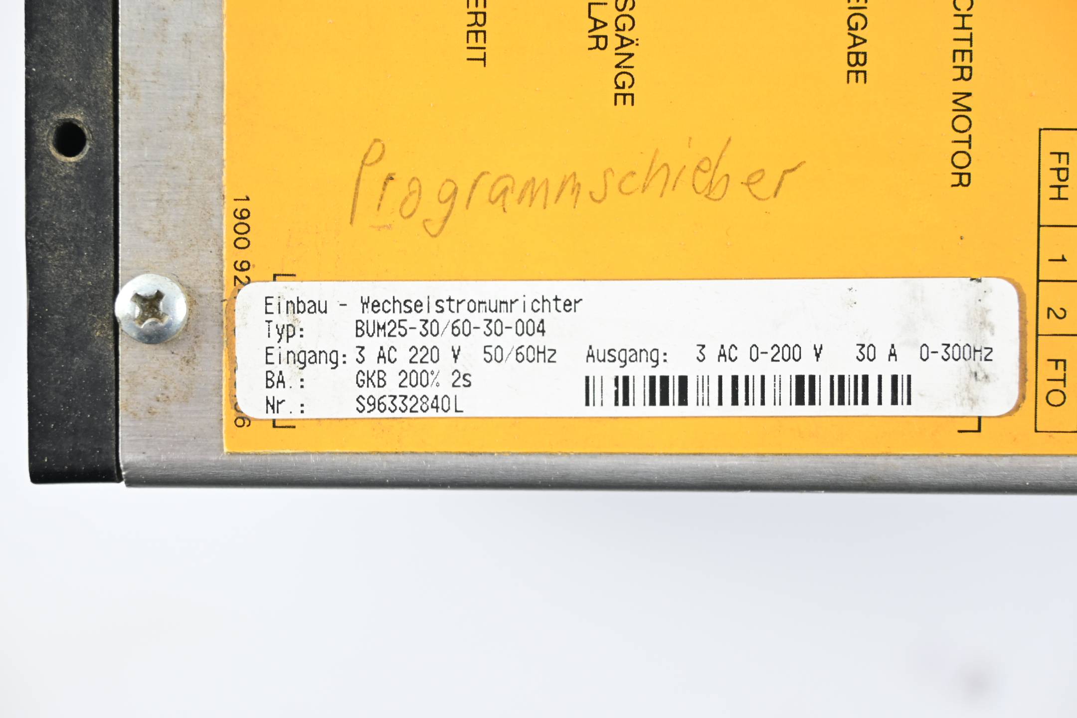 Baumüller Nürnberg Wechselstromrichter BUM25-30/60-30-004