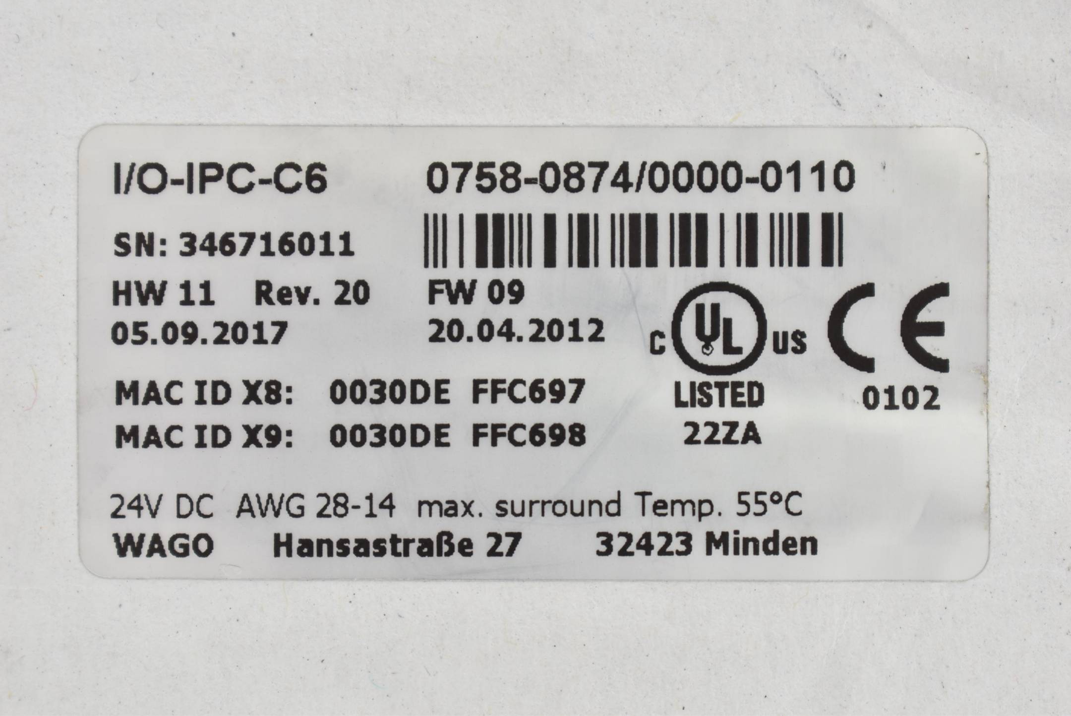 Wago Industrie-PC Linux 2.6 I/O-IPC-C6 0758-0874/0000-0110
