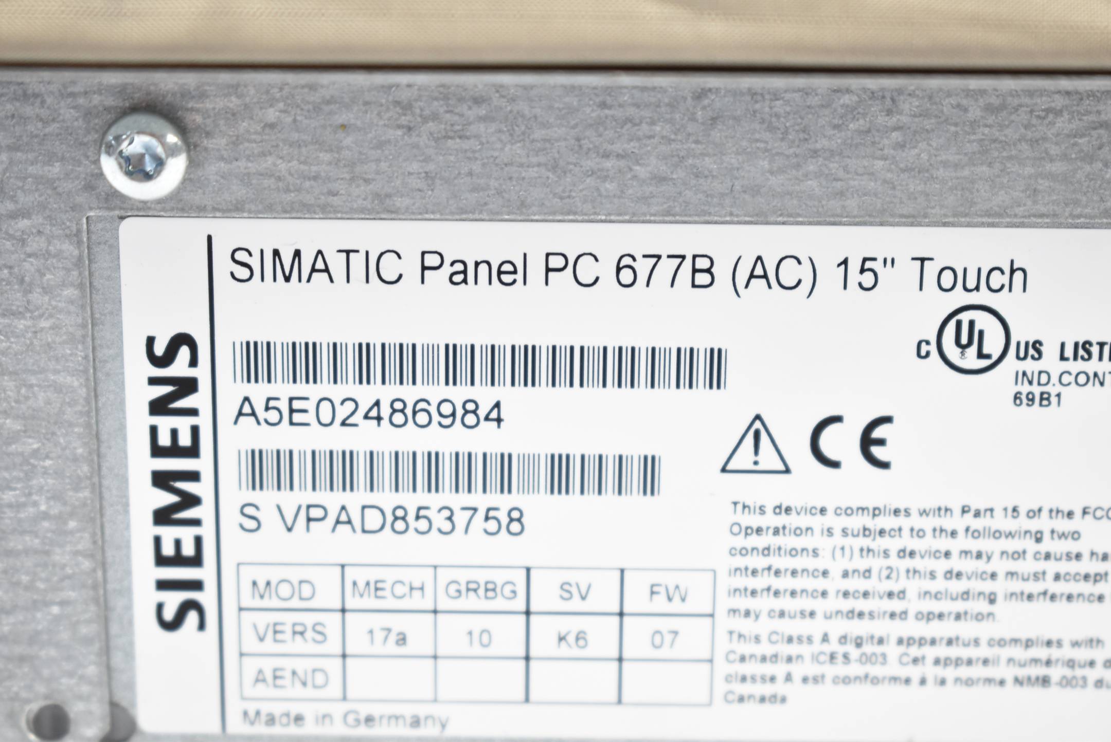 Siemens Simatic Panel PC 677B ( A5E02486984 )