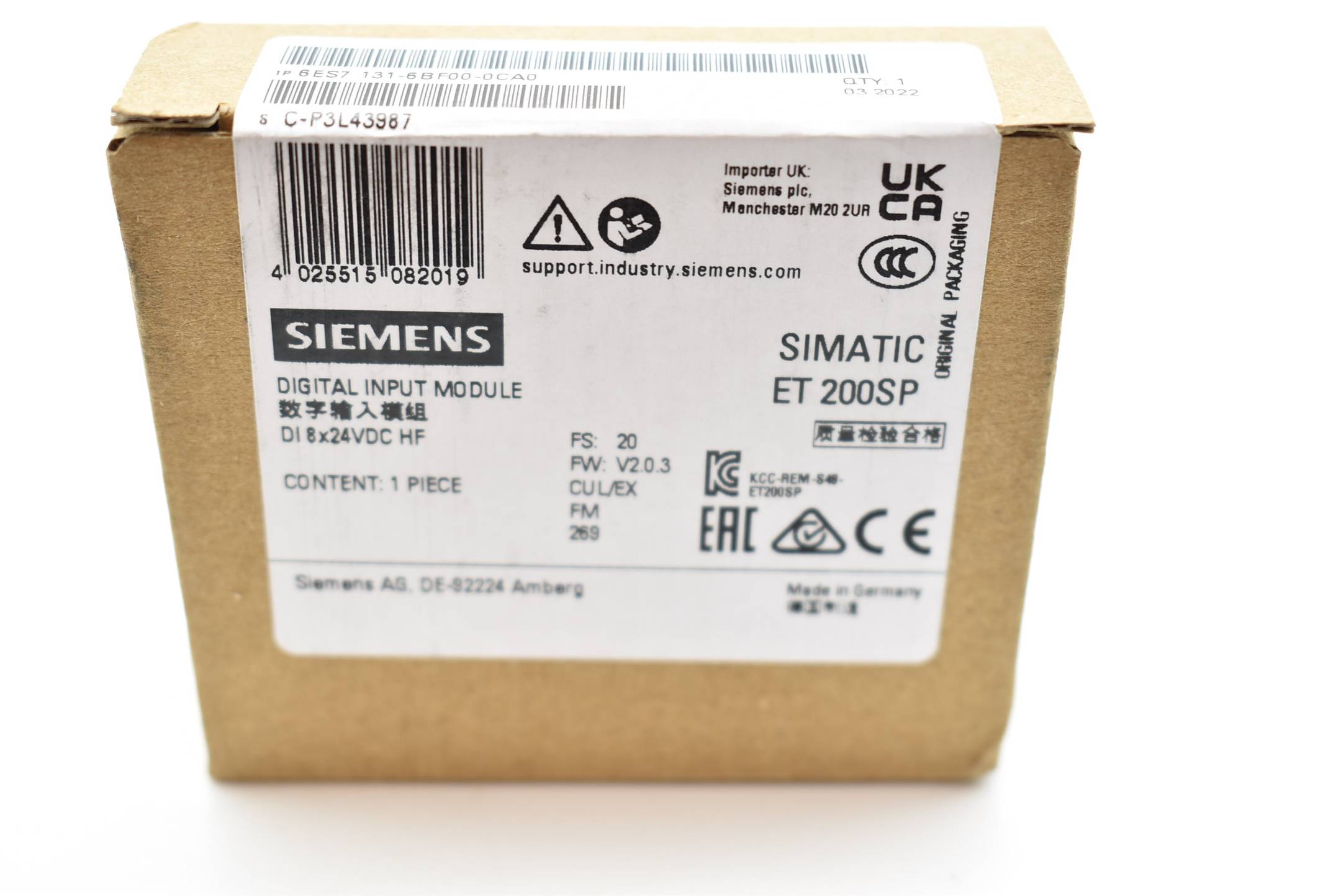 Siemens simatic ET 200SP 6ES7 131-6BF00-0CA0 ( 6ES7131-6BF00-0CA0 ) E.20
