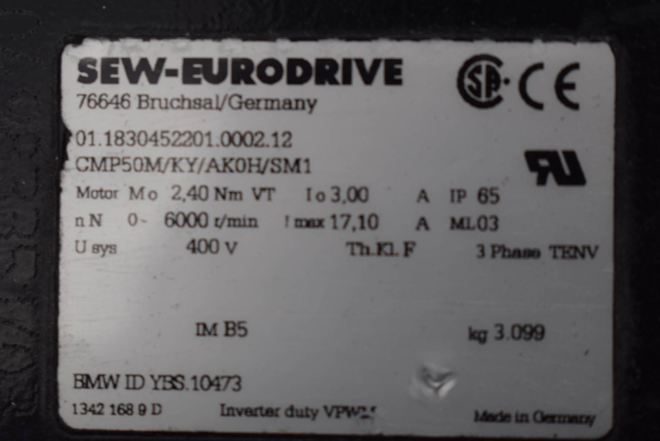 SEW Eurodrive Getriebemotor CMP50M/KY/AK0H/SM1