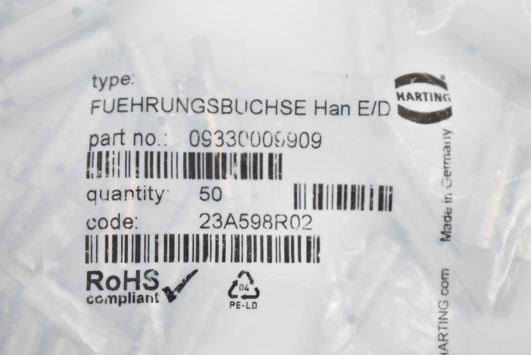 Harting Führungsbuchse Han E/X/D ( 09330009909 ) VE 50 Stück