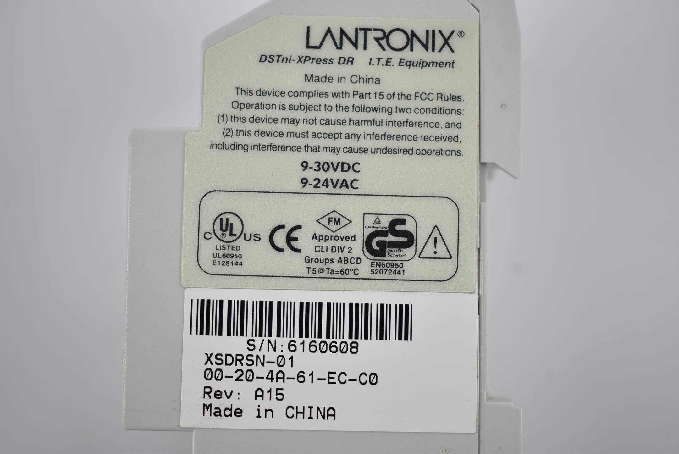 Lantronix Netzwerkmodul XSDRSN-01 ( 00-20-4A-61-EC-C0 )