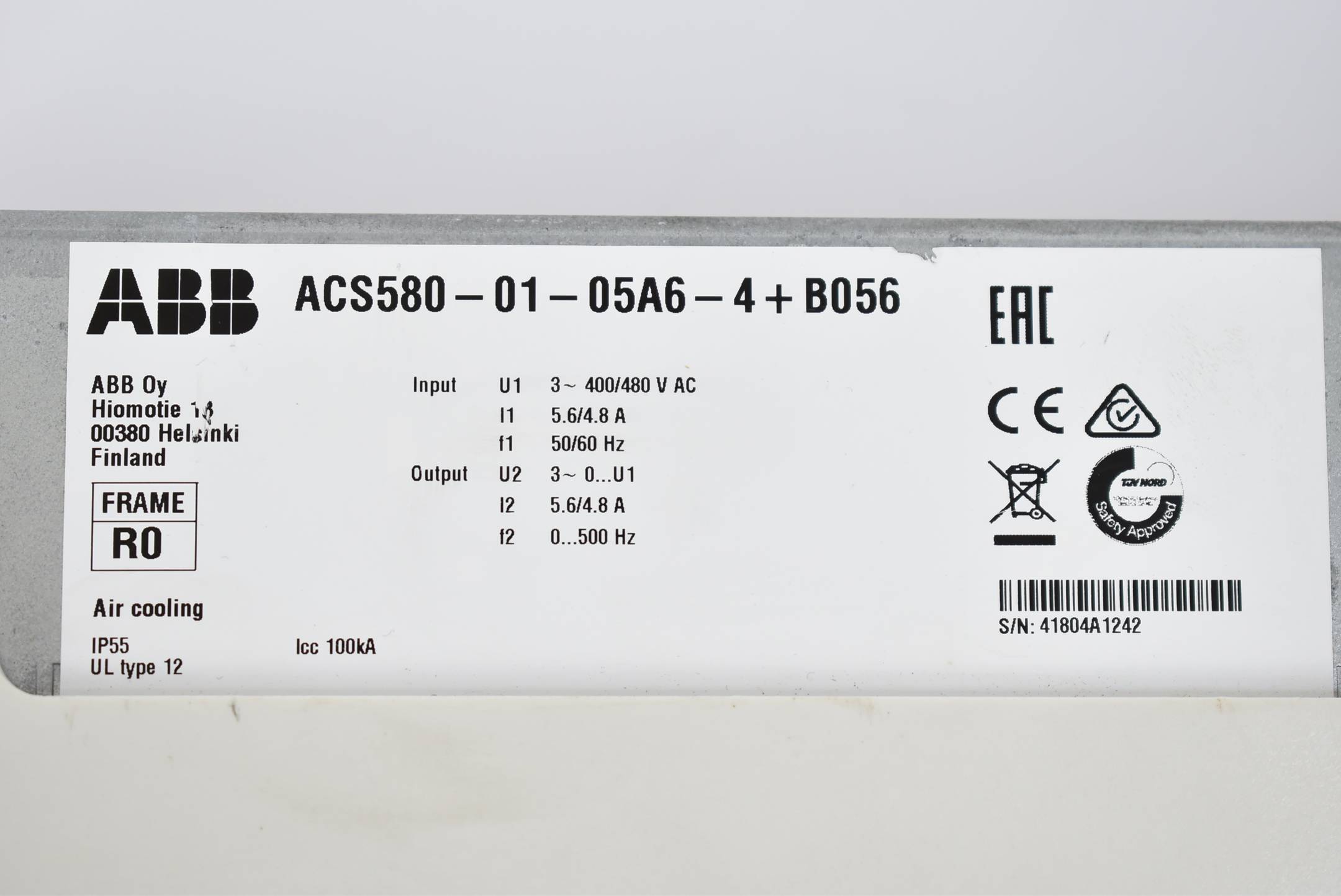 ABB Frequenzumwandler ACS580-01-05A6-4+B056