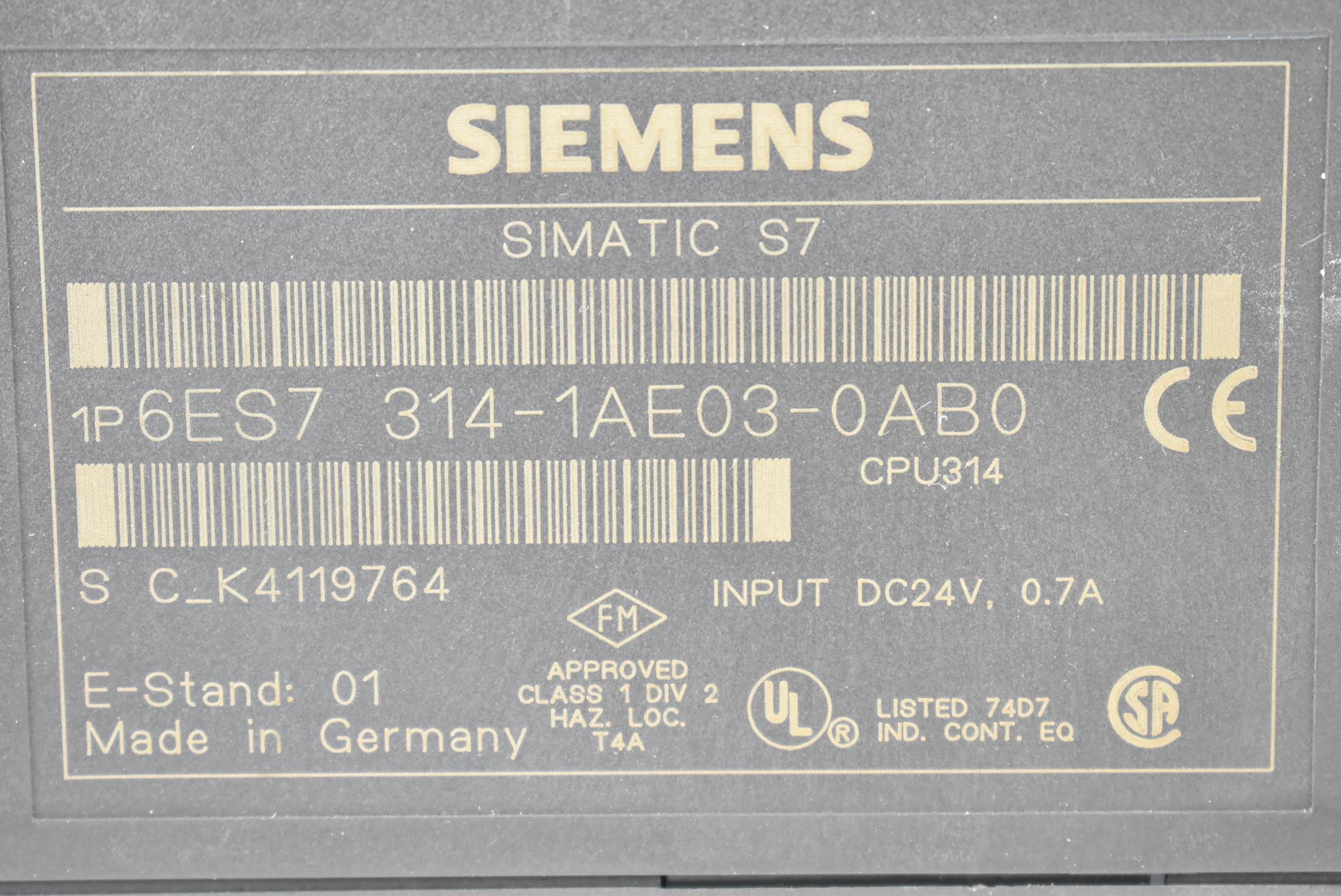 Siemens simatic S7-300 CPU 6ES7 314-1AE03-0AB0 ( 6ES7314-1AE03-0AB0 )