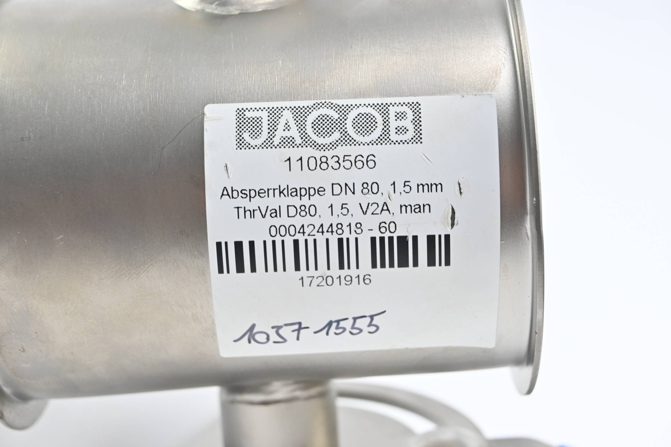 Jacob Absperrklappe DN 80 1,5mm ( 11083566 ) ThrVal D80 V2A