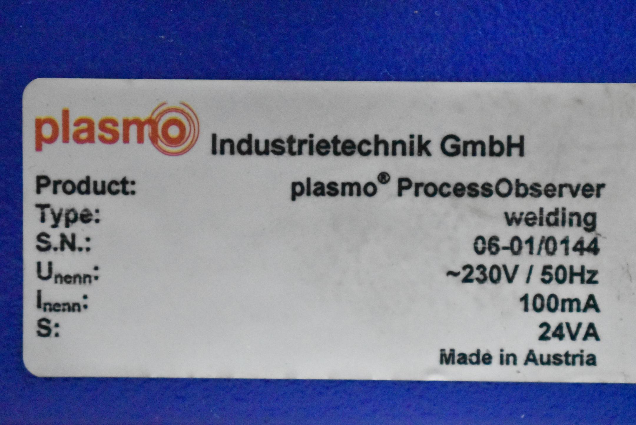 Plasmo Process Observer welding ( 06-01/0144 )