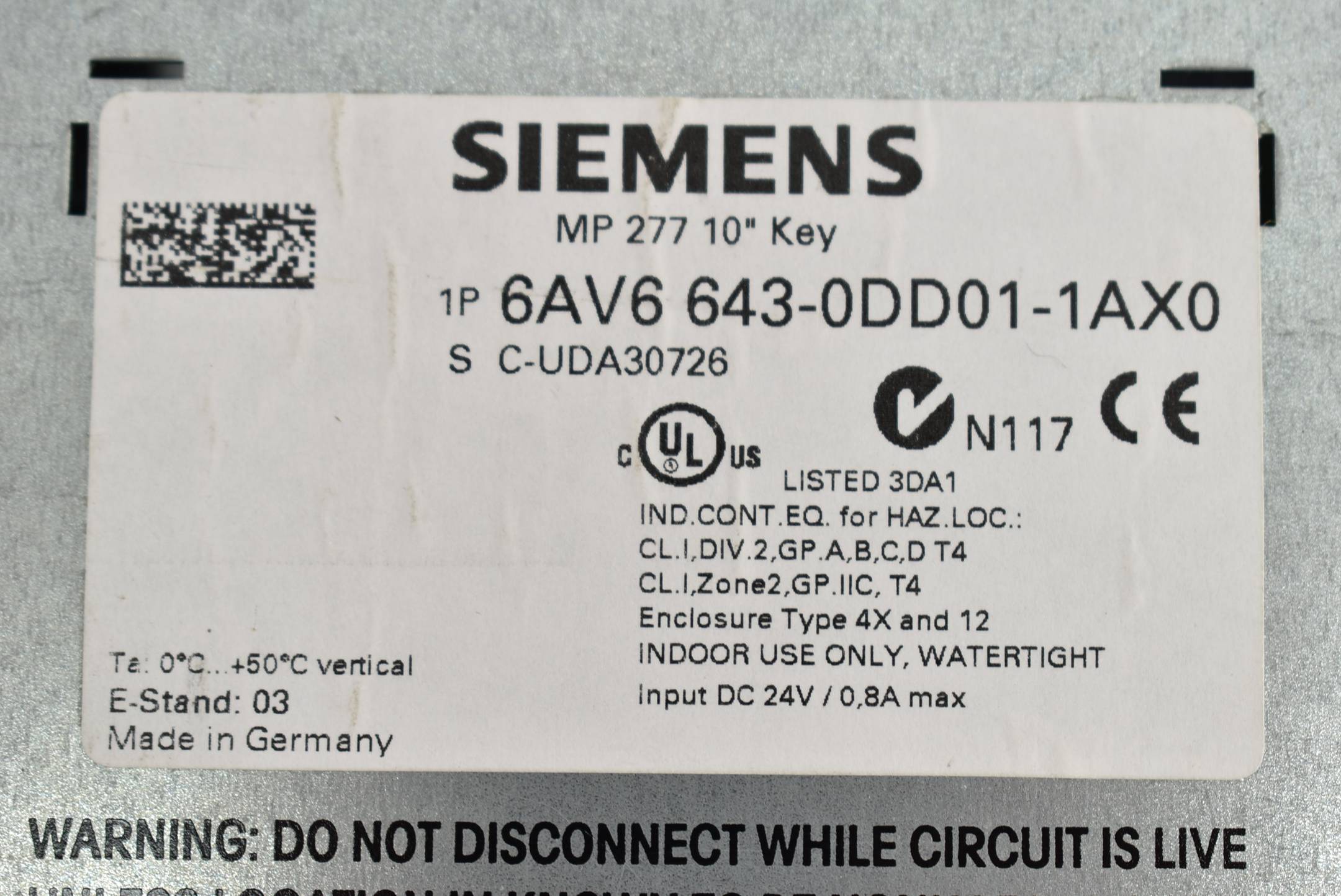 Siemens simatic Multi Panel MP277 10" 6AV6643-0DD01-1AX0 ( 6AV6 643-0DD01-1AX0 ) E3