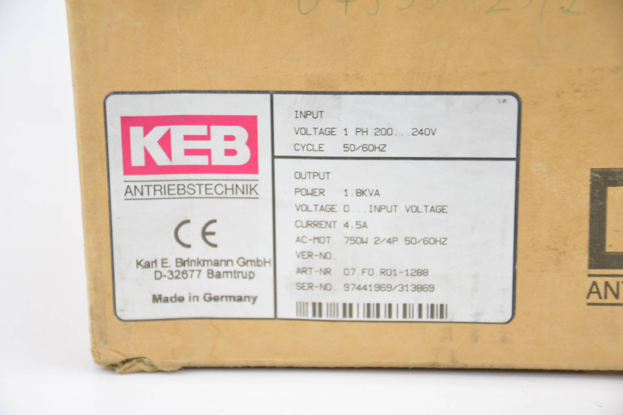 KEB combivert F0 Frequenzumrichter 07.F0.R01-1288 ( 07F0R01 )