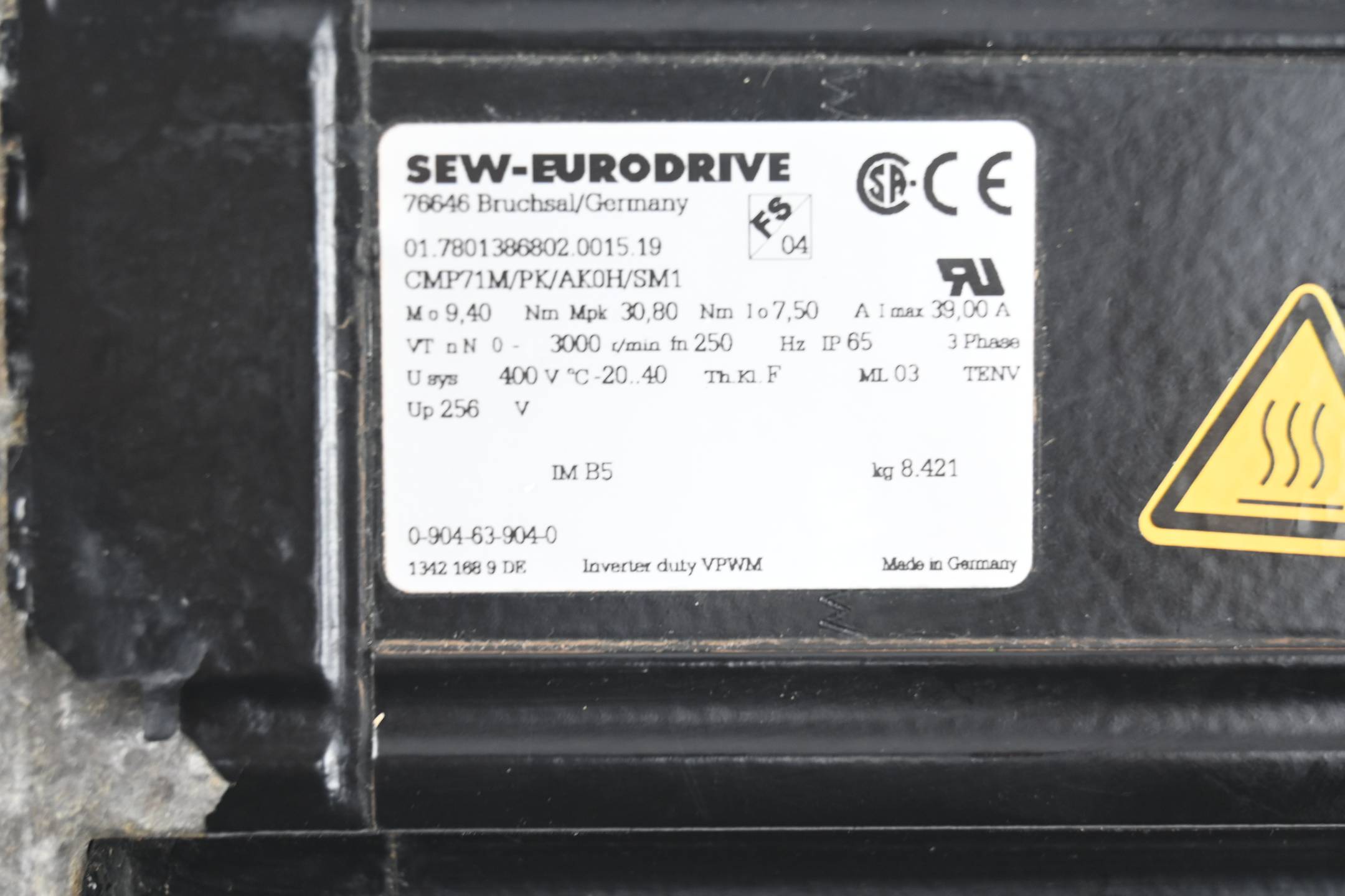 SEW Eurodrive 3~ Motor CMP71M/PK/AK0H/SM1