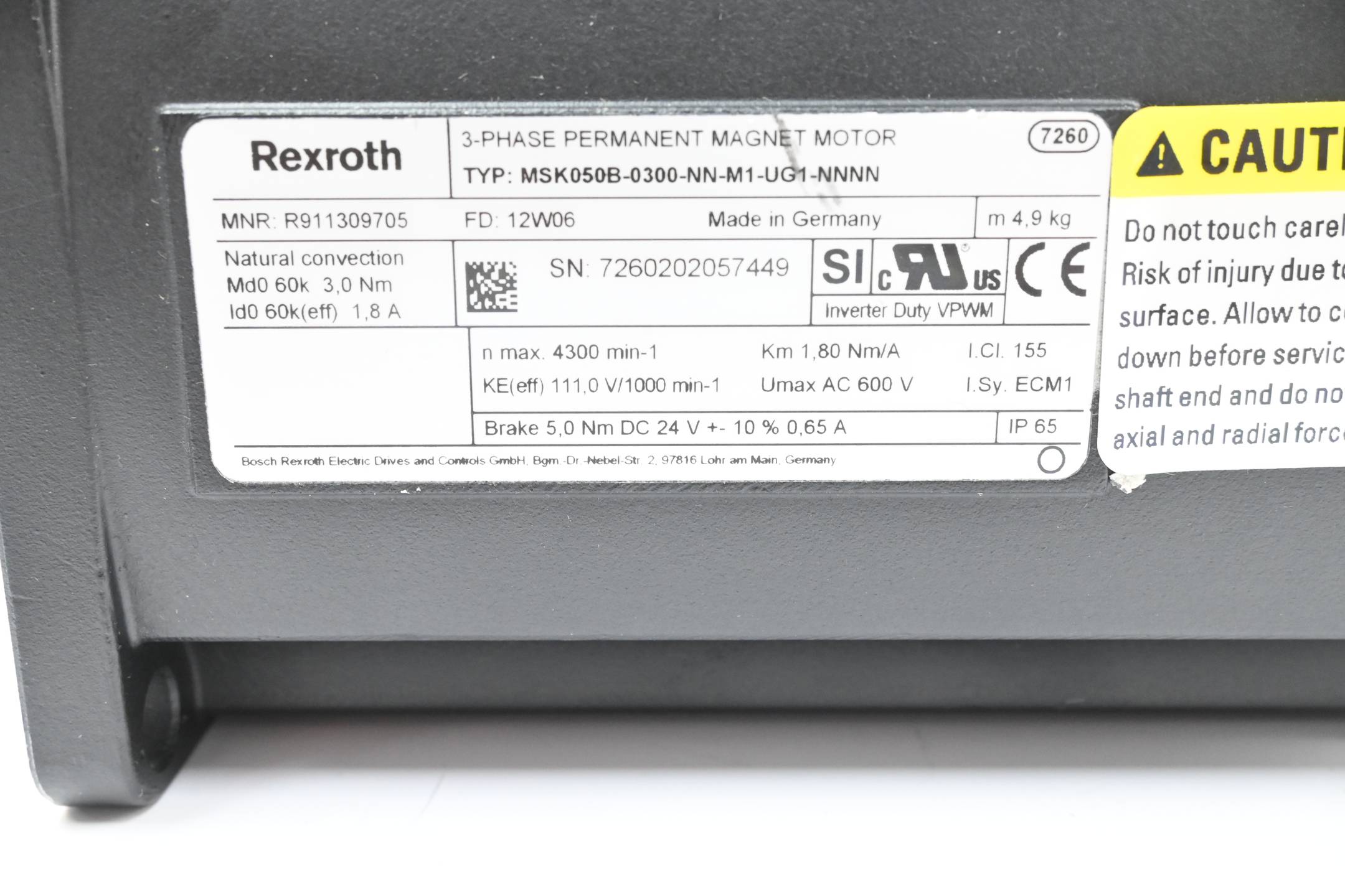 Rexroth 3~ Servomotor MSK050B-0300-NN-M1-UG1-NNNN ( R911309705 )