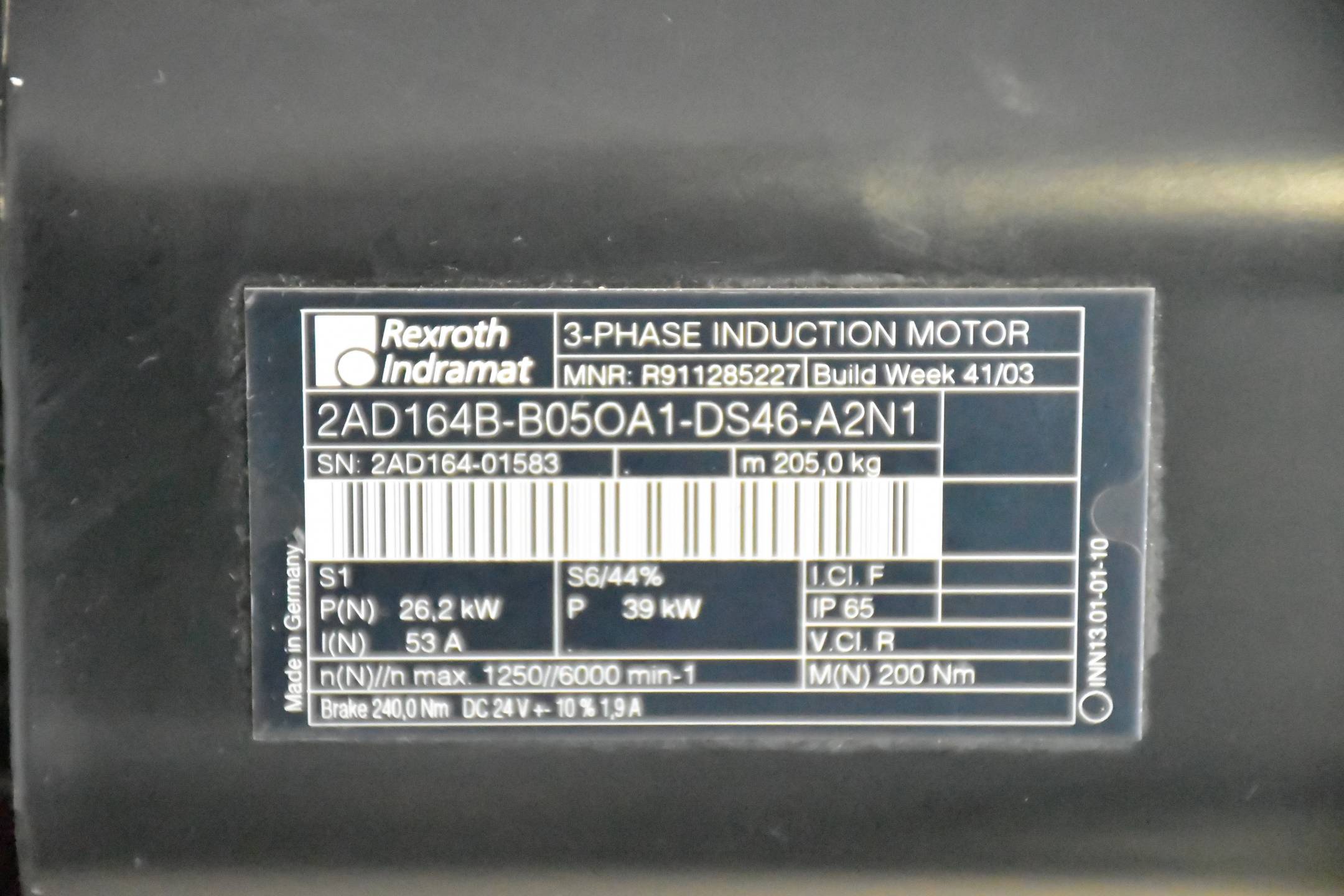 Rexroth Indramat 3~Phase Servomotor 2AD164B-B05OA1-DS46-A2N1 ( R911285227 )