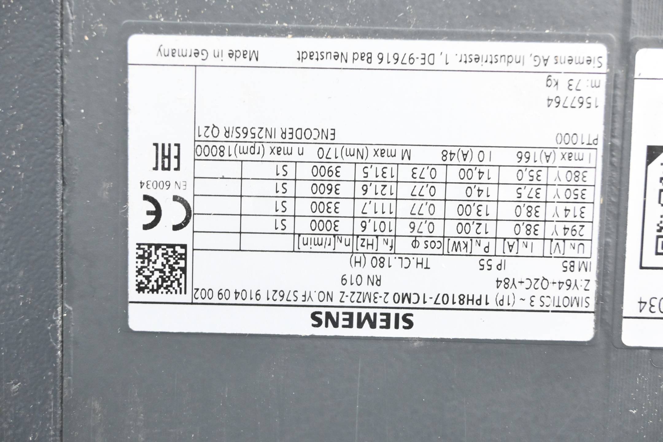 Siemens Simotics M Asynchronmotor 1PH8107-1CM02-3MZ2-Z ( 1PH8 107-1CM02-3MZ2-Z )