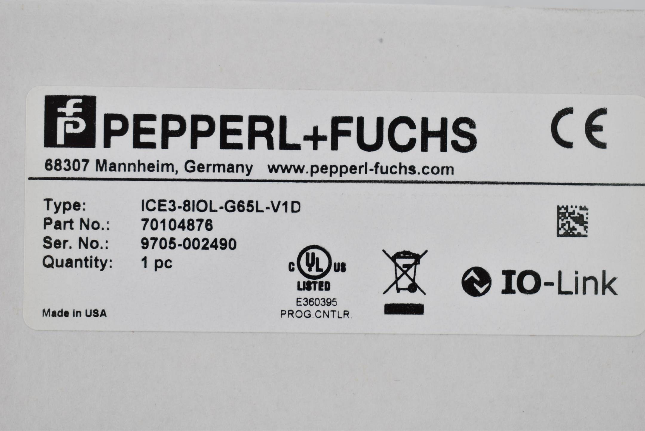 Pepperl+Fuchs IO-Link Feldbusmodul ICE3-8IOL-G65L-V1D ( 70104876 )