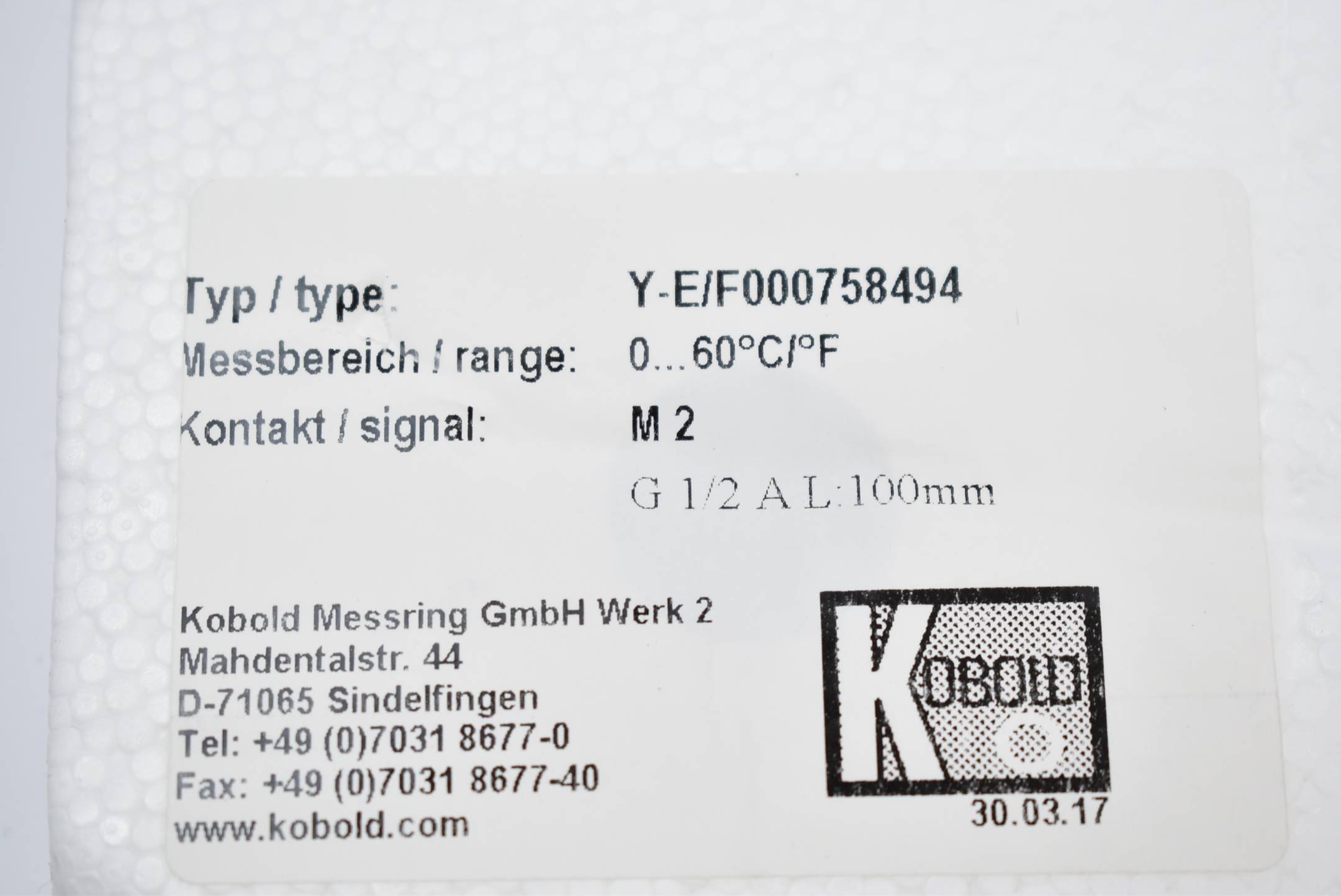 Kobold Temperaturmesser Y-E/F000758494