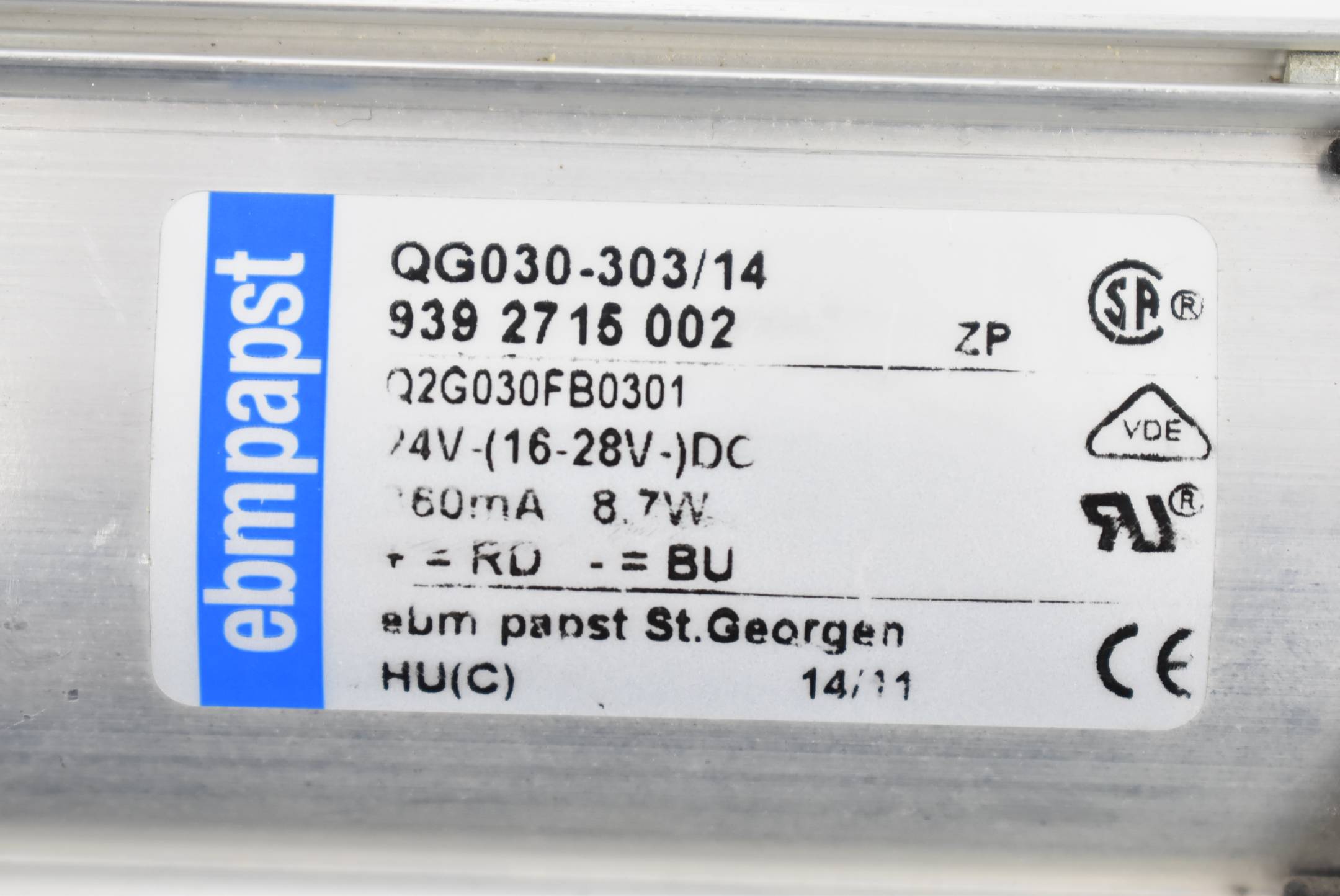 Ebmpapst Radialgebläse QG030-303/14 ( 9392716002 ) 16-28 VDC 7,8W
