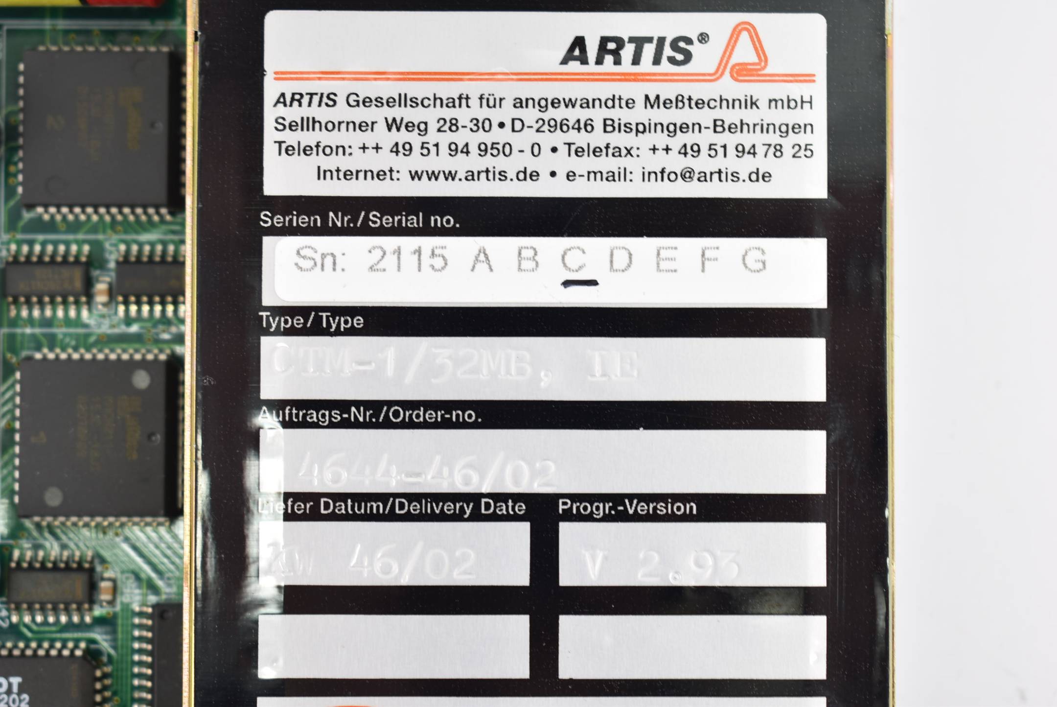 Artis Profibus Control Card V2.93 CTM-1/32MB