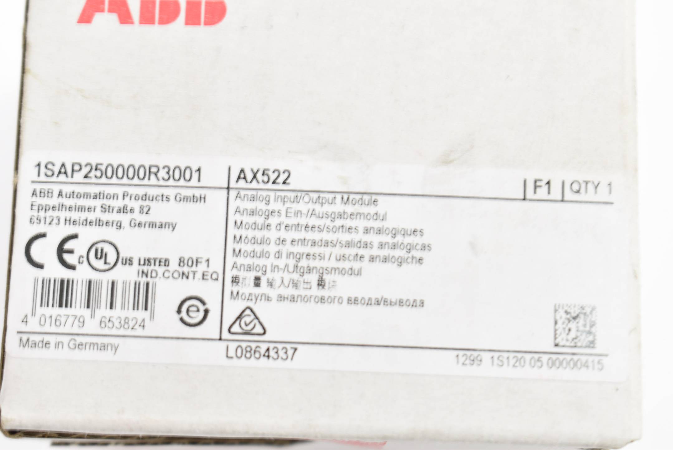 ABB Ein/ Ausgabemodul AX522 ( AX 522 ) 1SAP250000R3001
