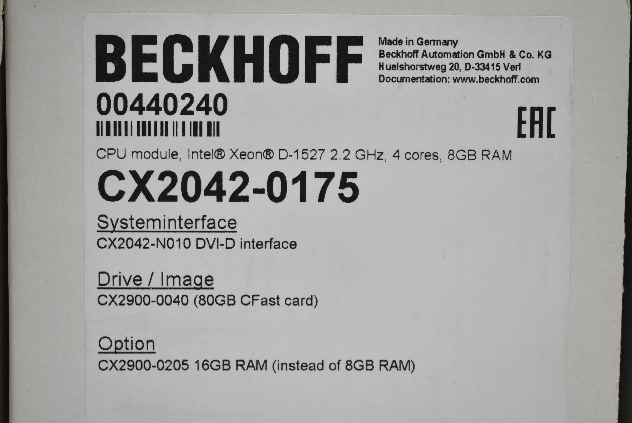 Beckhoff CPU-Grundmodul CX2042-0175 ( CX 2042-0175 )