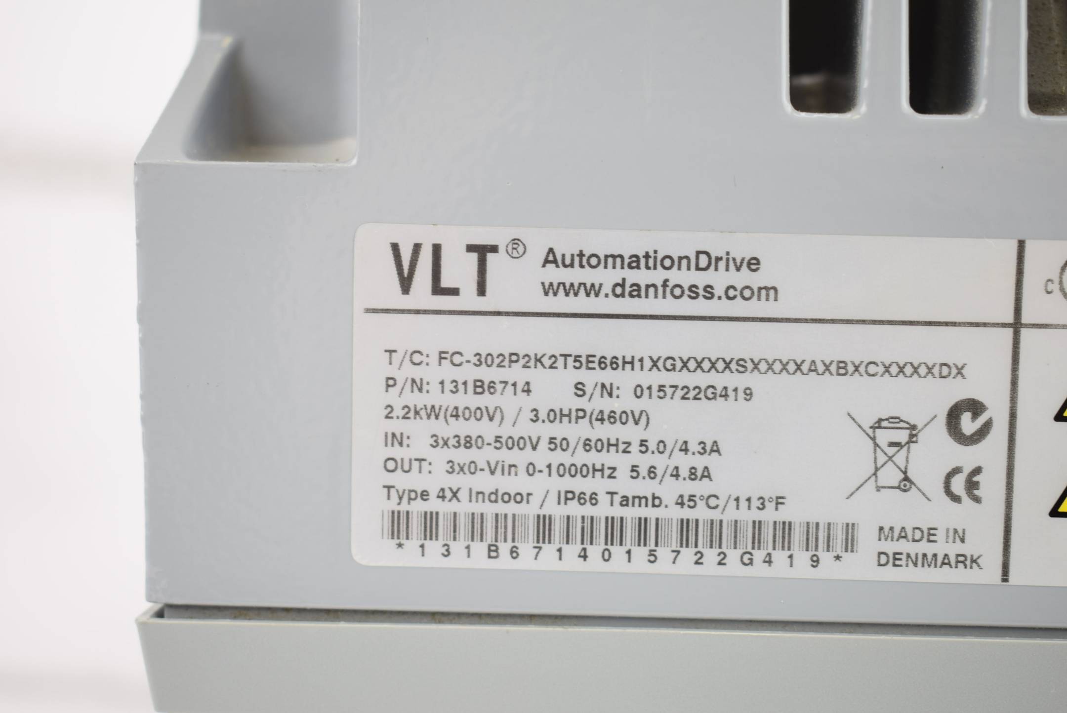 Danfoss VLT® FC 300 Drive 131B6714 ( FC-302P2K2T5E66H1XGXXXXSXXXXAXBXCXXXXDX )