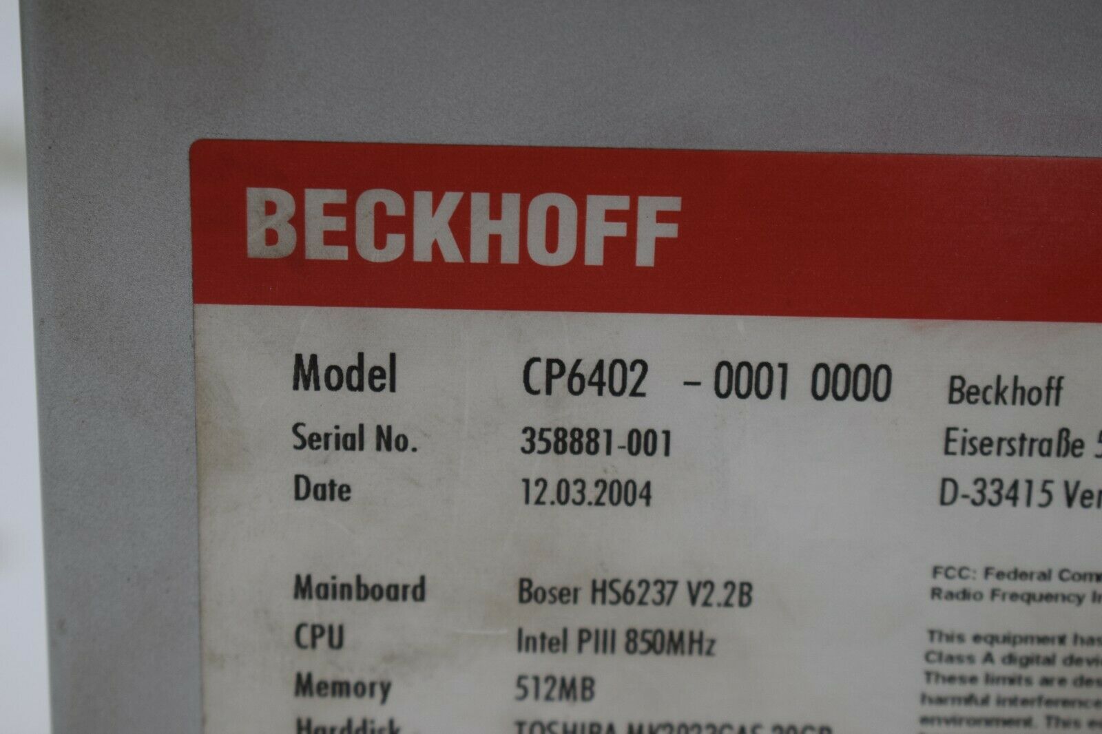 Beckhoff Panel CP6402-0001 0000