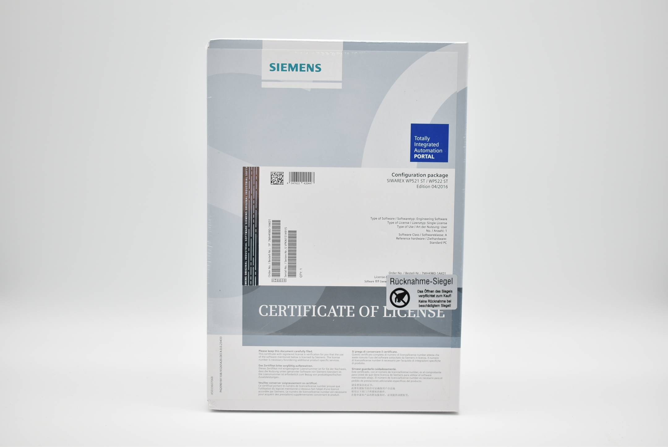 Siemens Configuration package SIWAREX WP521 ST / WP522 ST 7MH4980-1AK01
