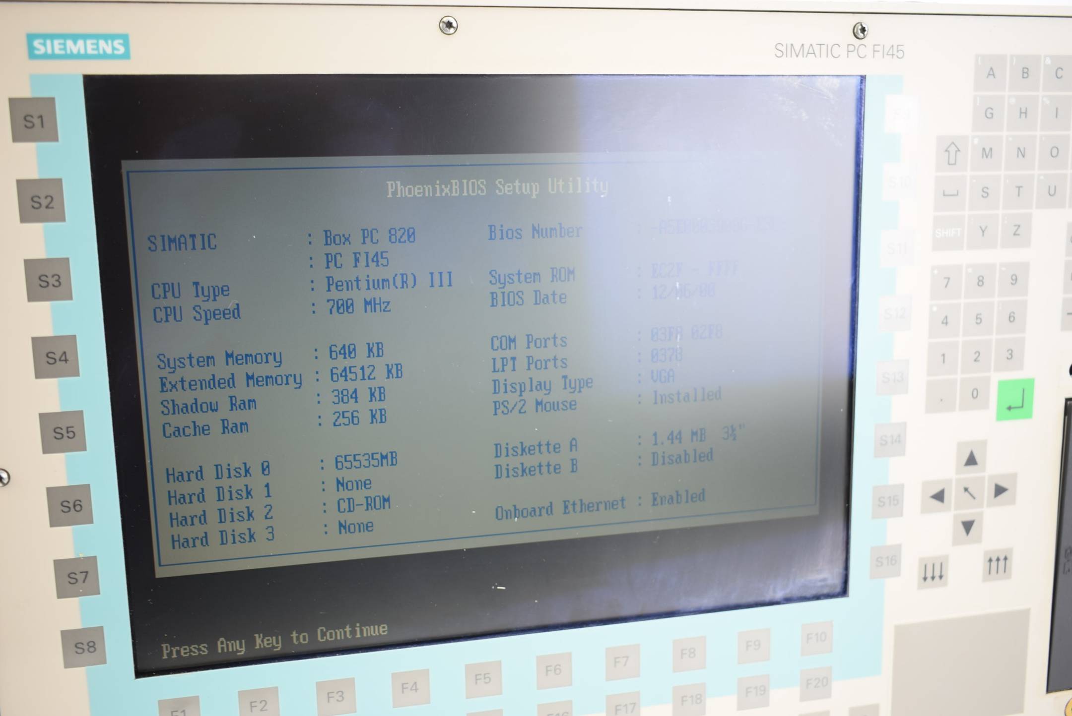 Siemens Simatic PC FI45 V2 13,3" TFT 6ES7645-3FA20-0AA1 ( 6ES7 645-3FA20-0AA1 )
