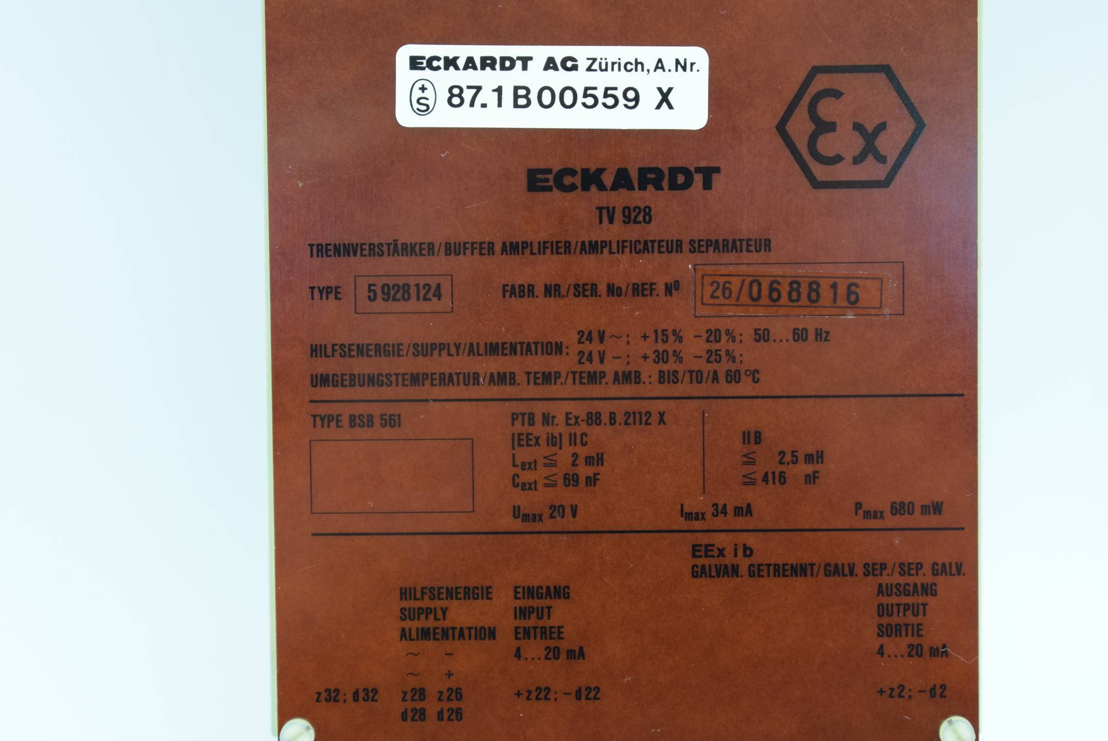 Eckardt TV 928 Trennverstärker 24V 50-60Hz ( 5 928124 )