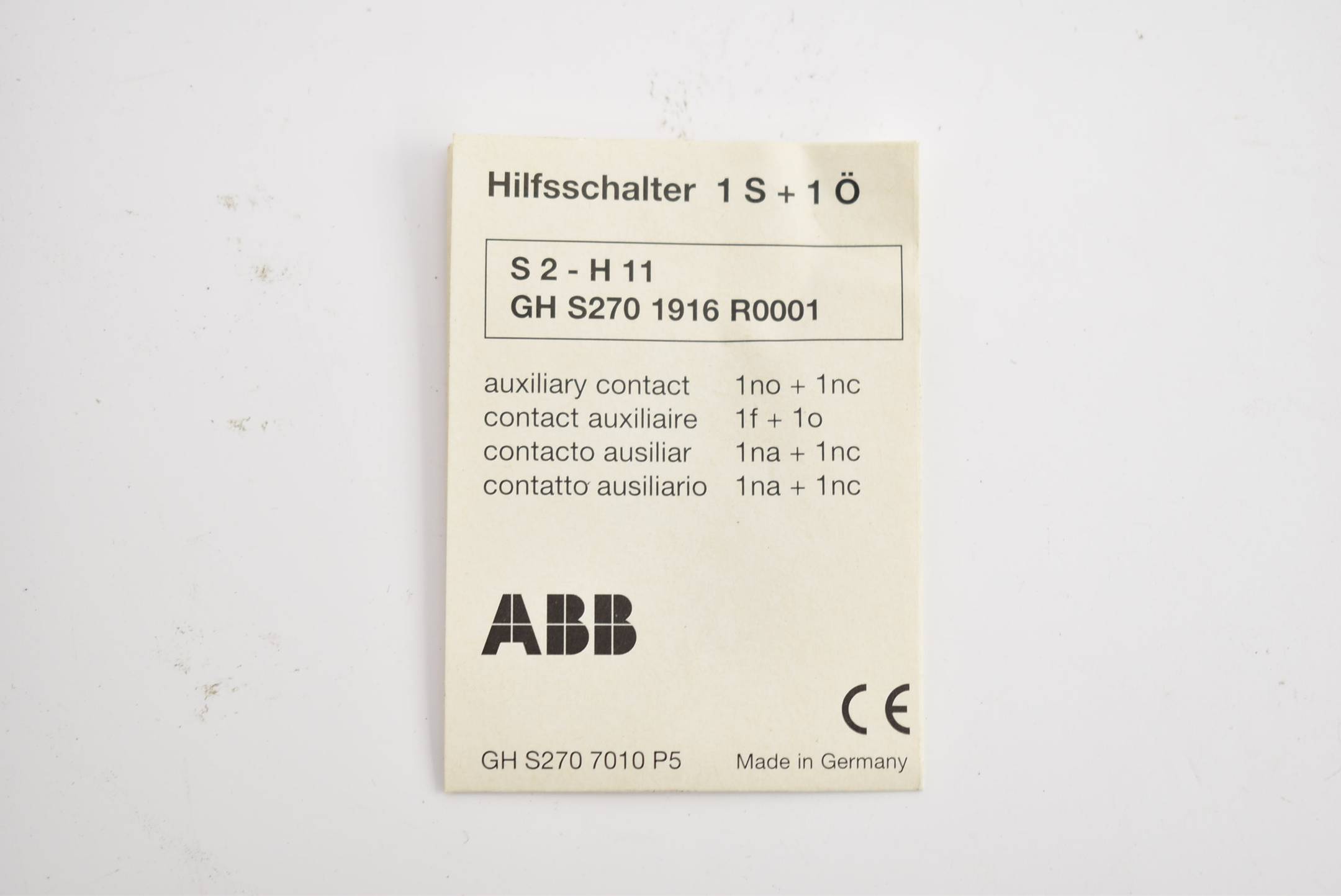 ABB Hilfsschalter 1S + 1 Ö GH S270 1916 R0001