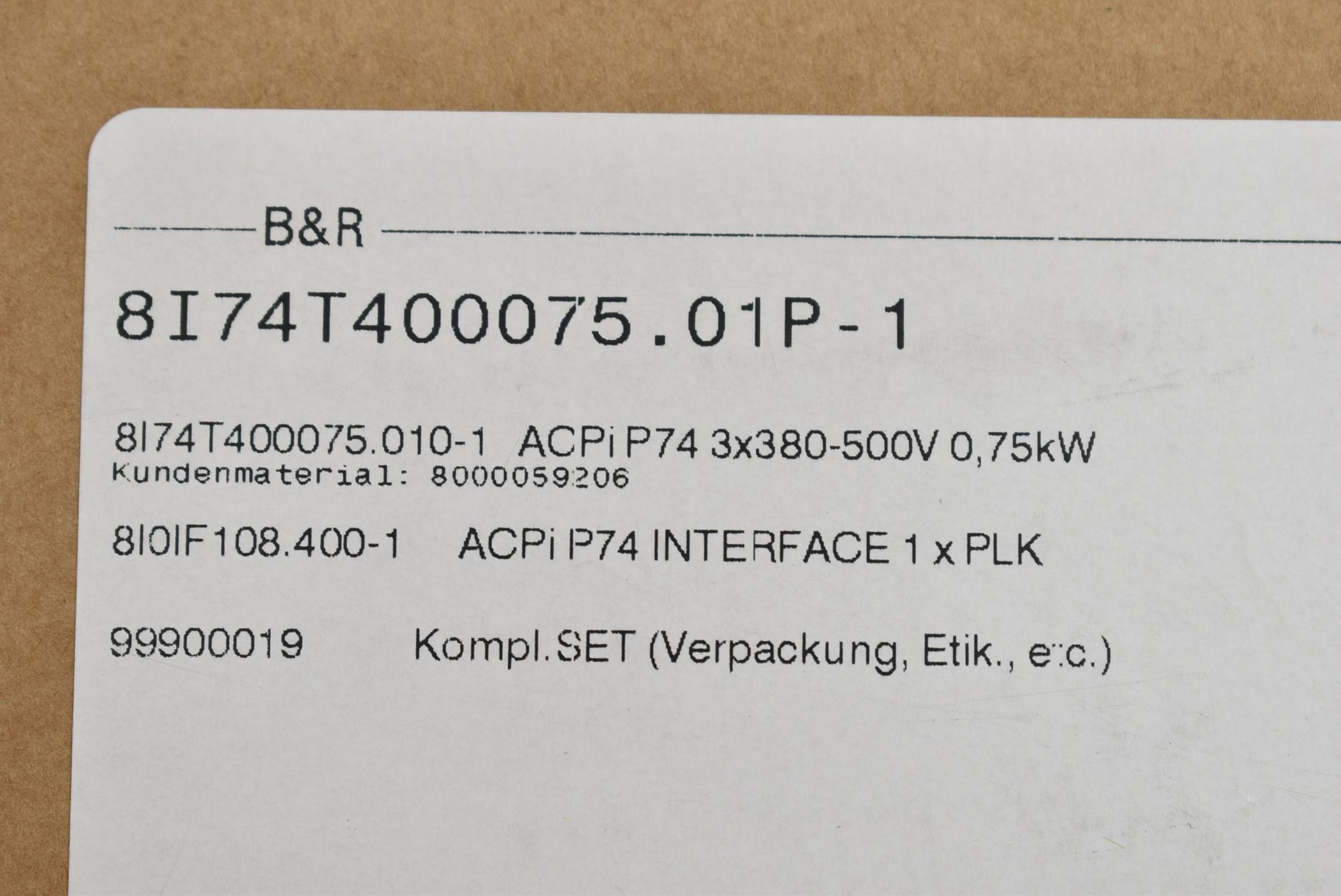 B&R Automation Frequenzumrichter 8I74T400075.01P-1