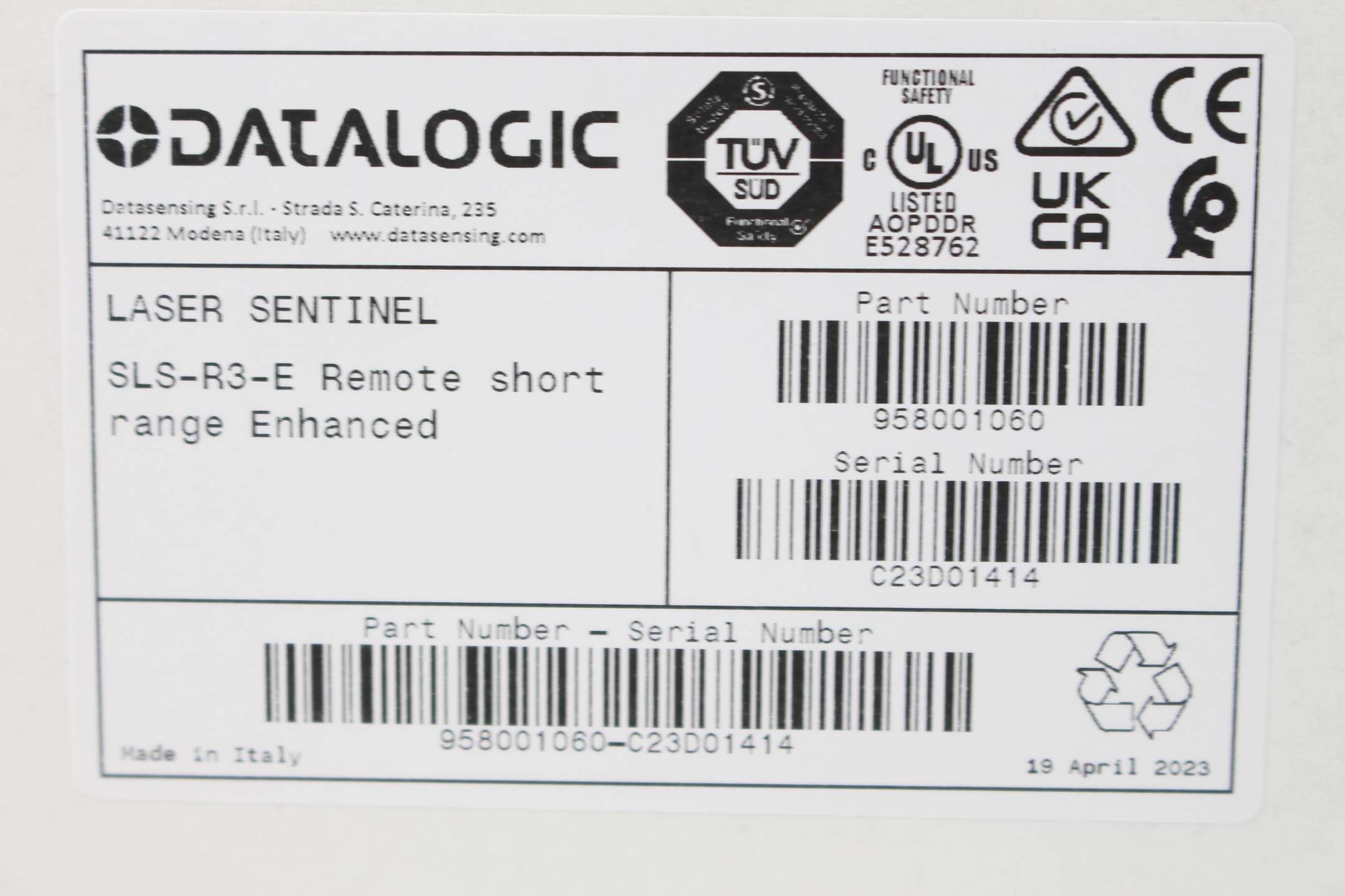 Datalogic SLS-R3-E Laser Sentinel ( 958001060 )