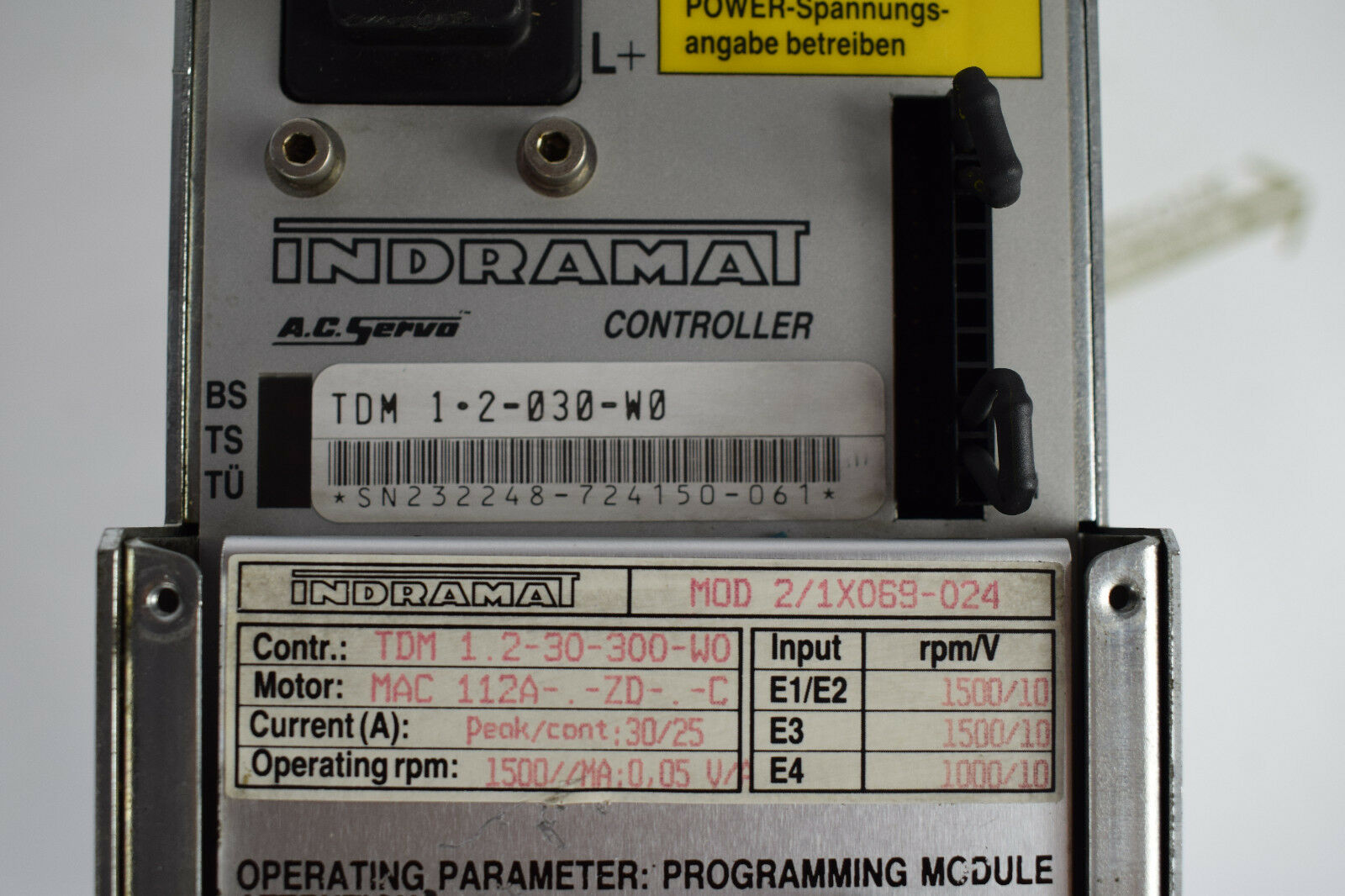 Indramat A.C.Servo Controller TDM 1.2-030-W0