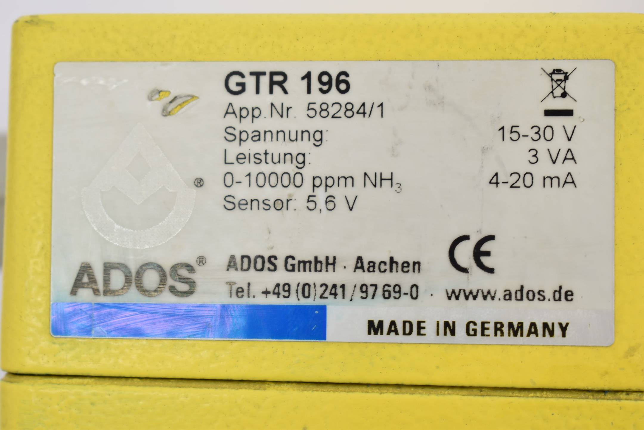 ADOS Gastransmitter 15-30 V 3 VA 4-20 mA GTR 196