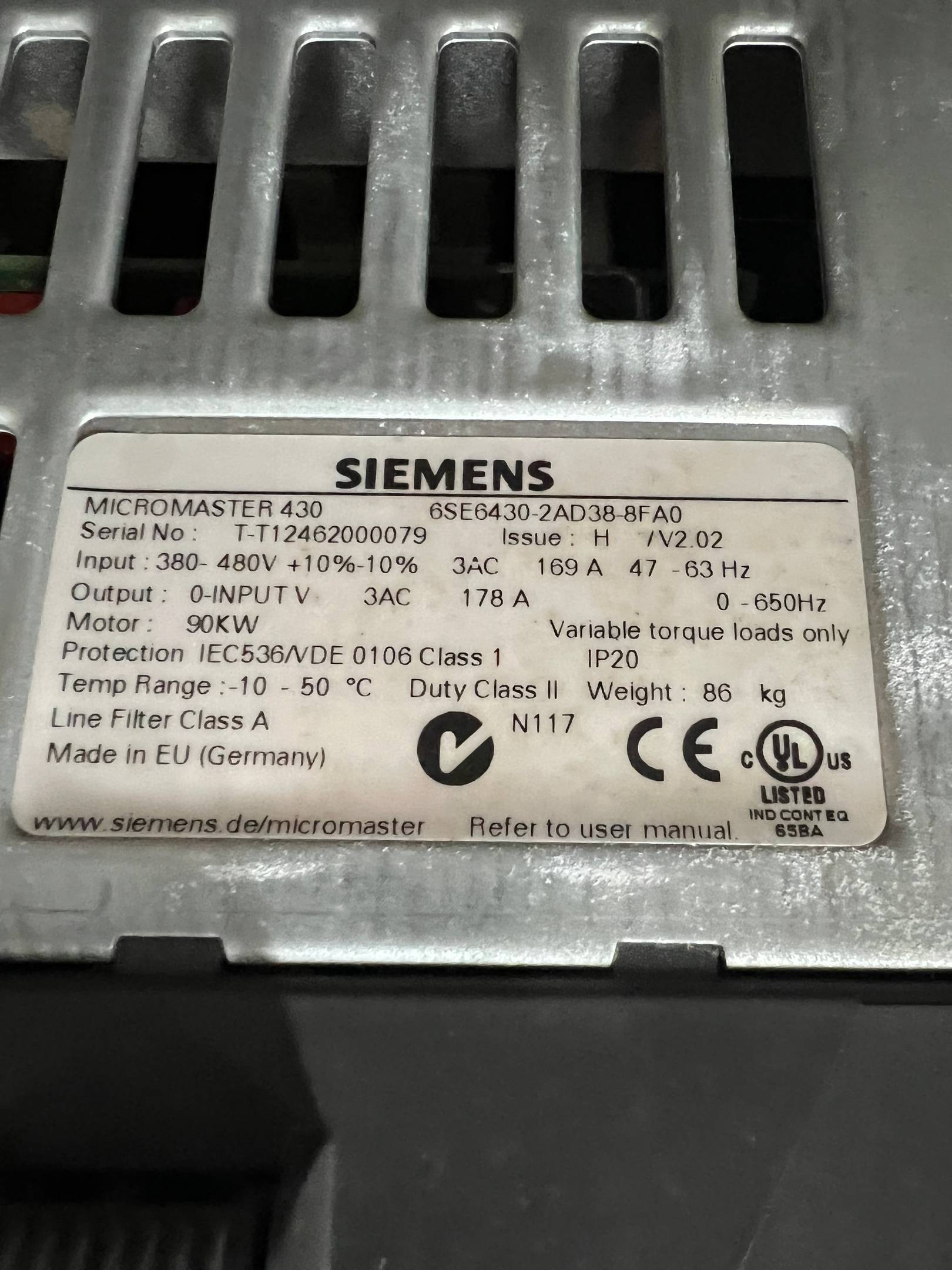 Siemens micromaster 430 90kW 6SE6430-2AD38-8FA0 (  6SE6 430-2AD38-8FA0 )