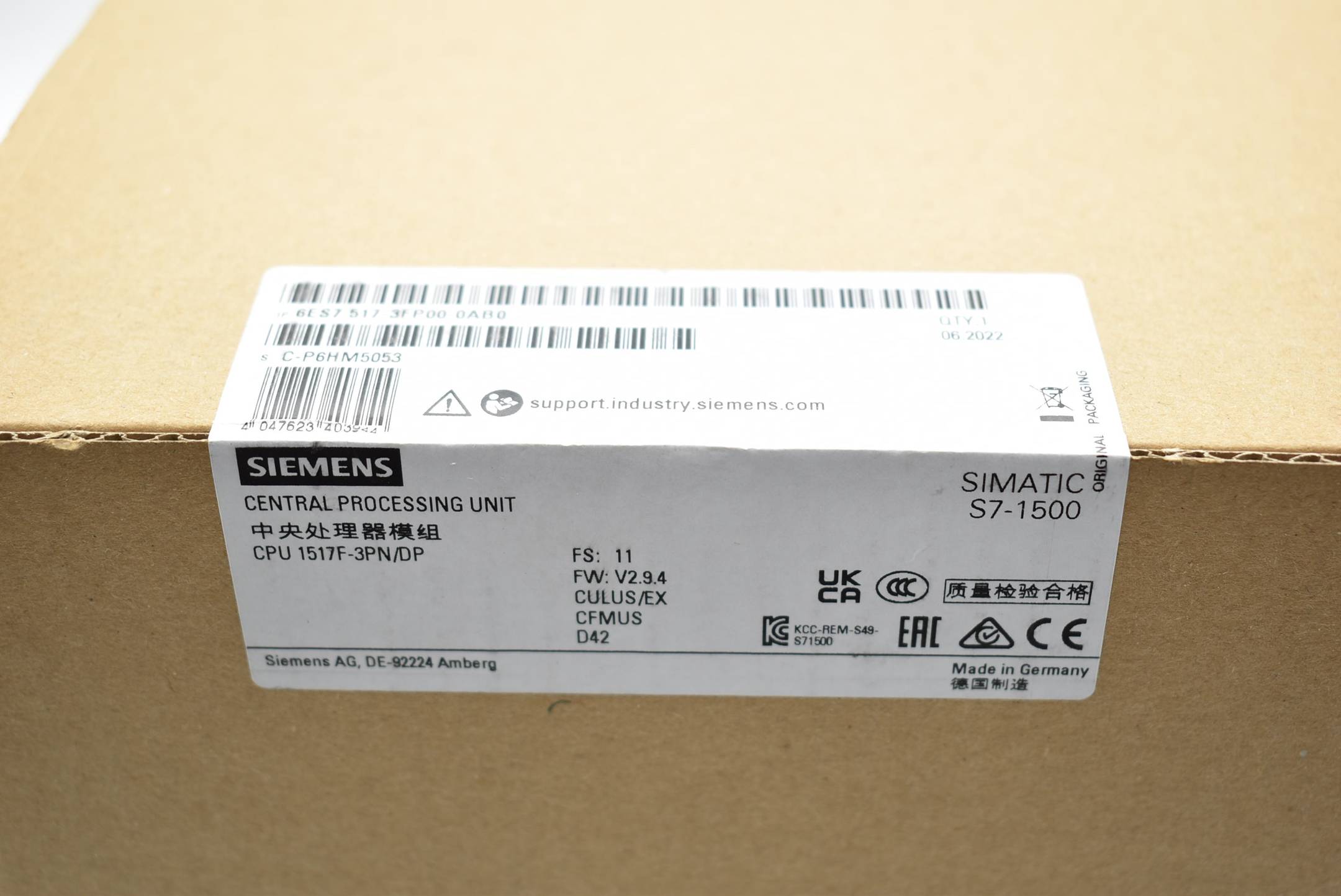 Siemens simatic S7-1500 CPU 1517F-3 PN/DP 6ES7 517-3FP00-0AB0 6ES7517-3FP00-0AB0