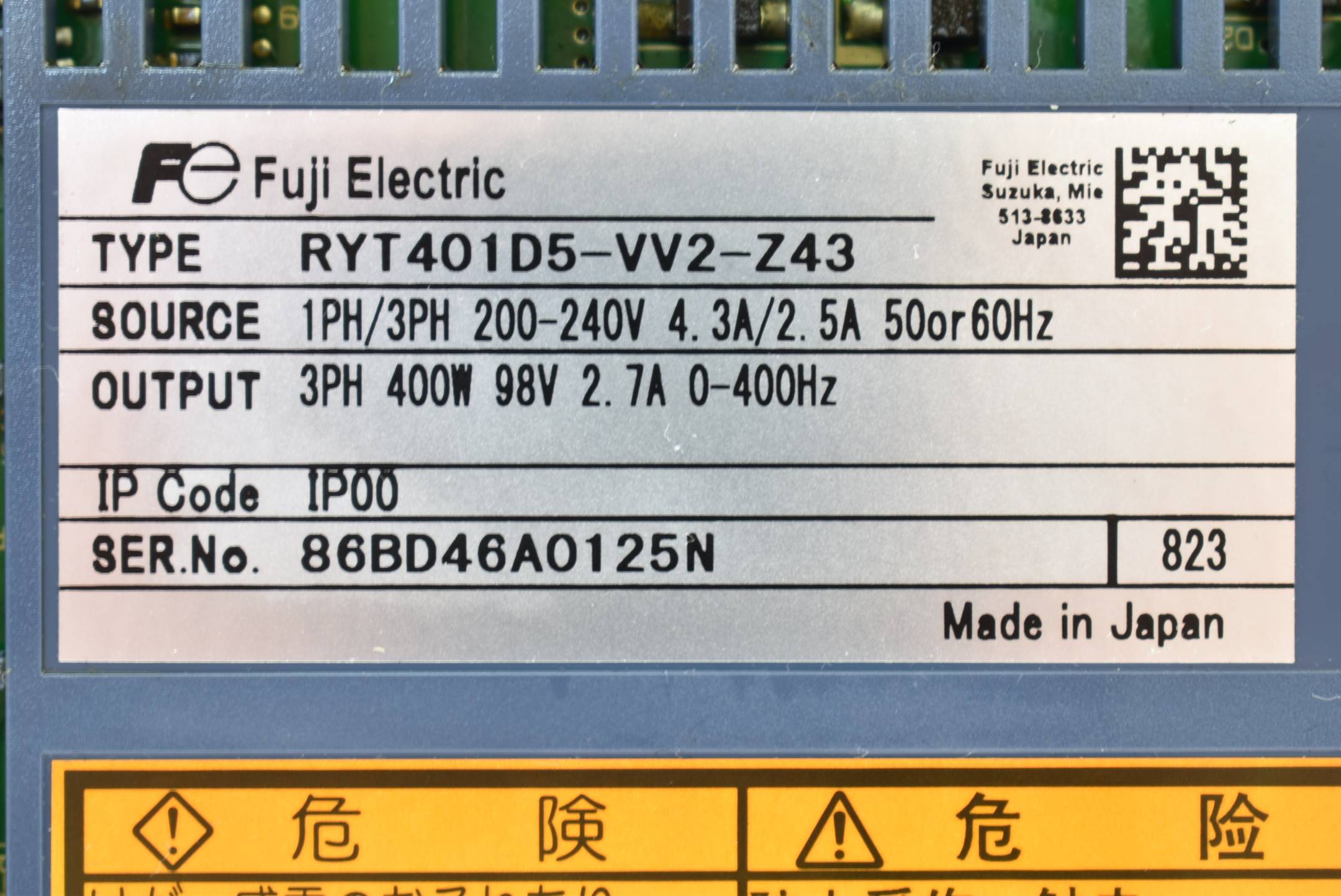 Fuji Electric Faldic Alpha 5 Servo Verstärker RYT401D5-VV2-Z43 ( RYT1204 )