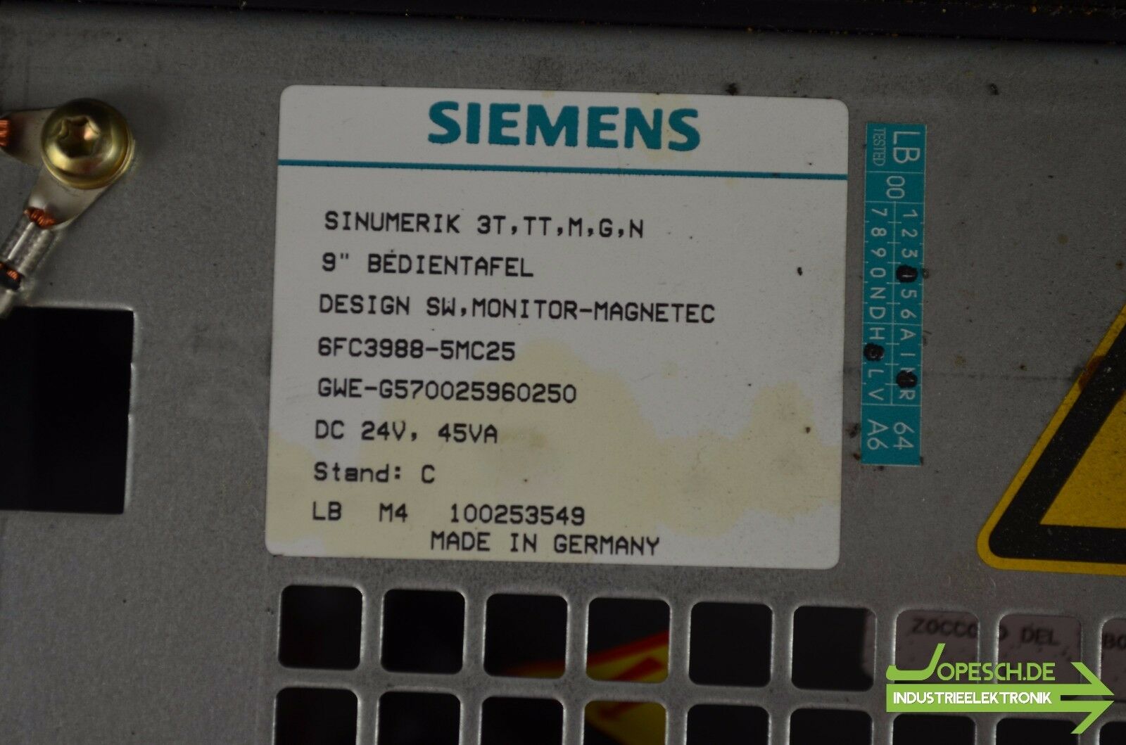 Siemens sinumerik 3T,TT,M,G,N 9'' Bedientafel 6FC3988-5MC25