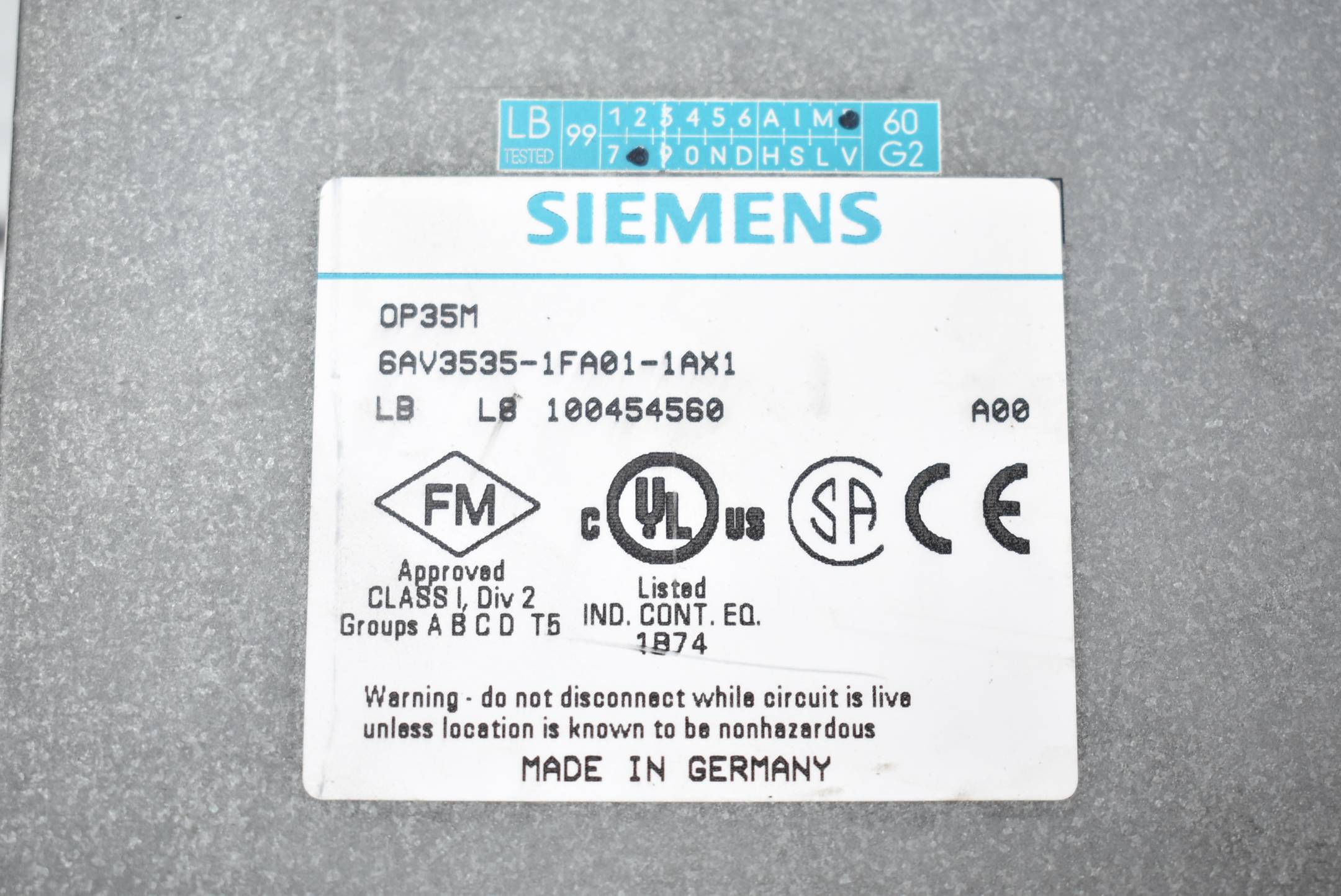 Siemens Coros OP35 Panel 6AV3535-1FA01-1AX1 ( 6AV3 535-1FA01-1AX1 )