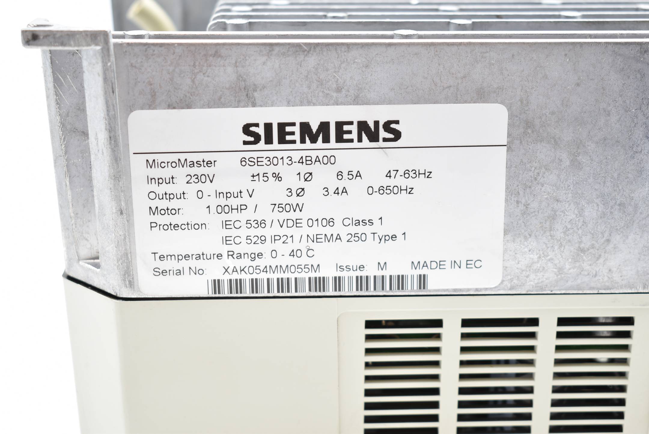 Siemens MicroMaster 6SE3013-4BA00 ( 6SE3 013-4BA00 ) Issue M