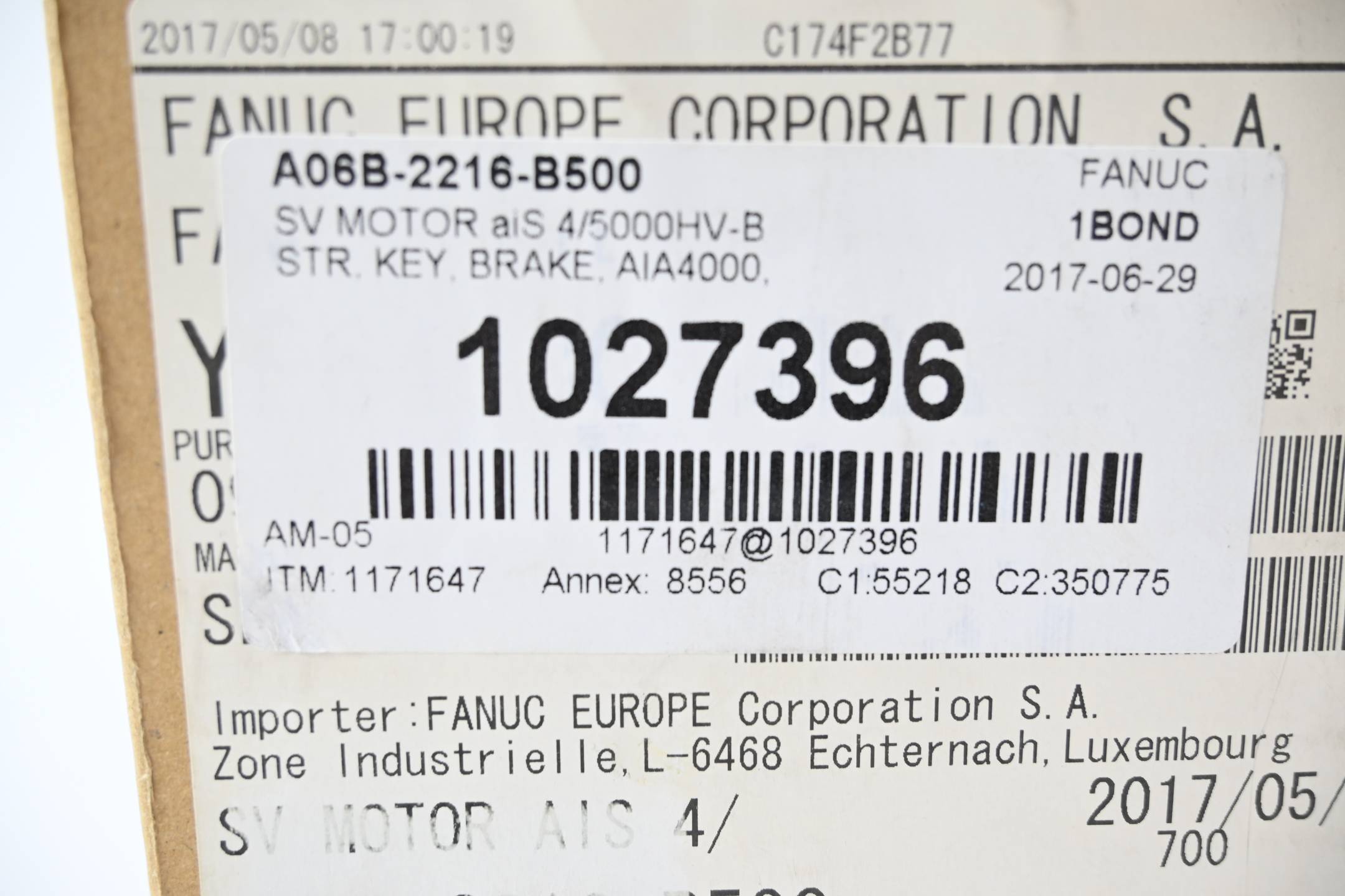 Fanuc AC Servo Motor A06B-2216-B500