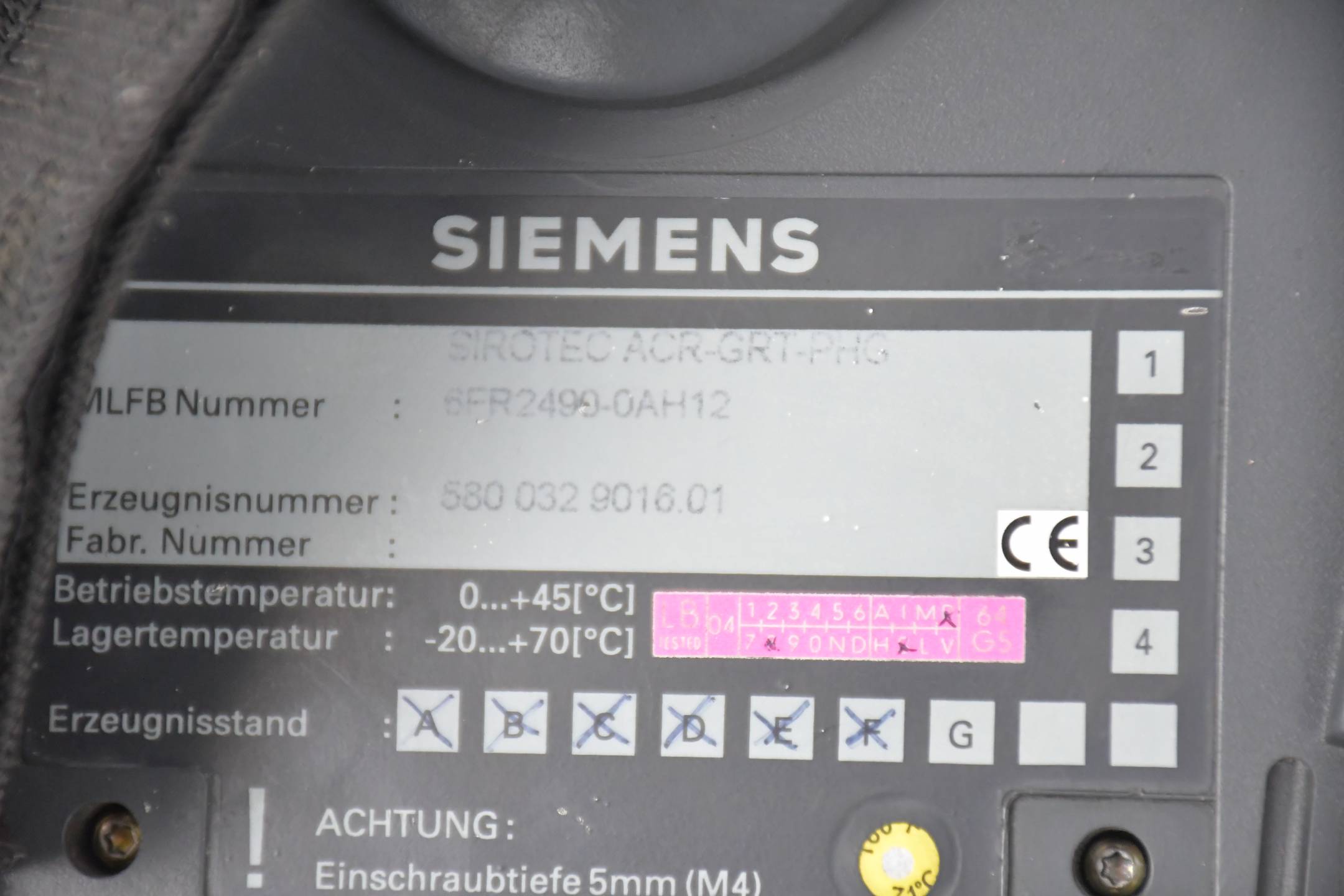 Siemens Sirotec ACR-GRT-PHG 6FR2490-0AH12 ( 6FR2 490-0AH12 ) KUKA KRC 32