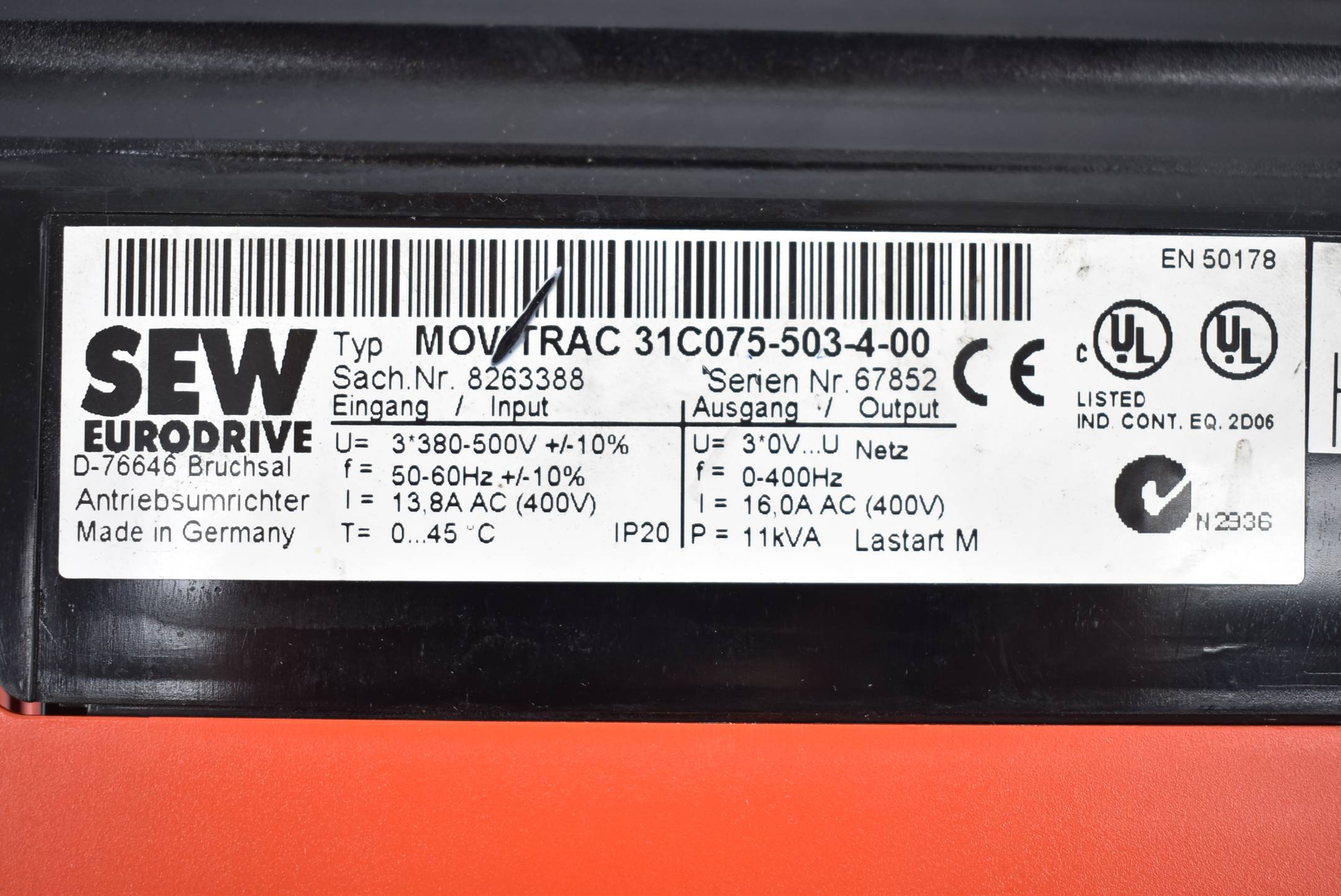 DEFEKT SEW-Eurodrive Movitrac Antriebsumrichter 31C075-503-4-00 ( 8263388 )
